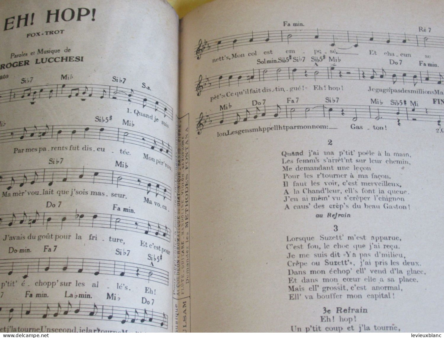 Partition Ancienne/"EH ! HOP " Gaston Les Crêpes/ ANDREX /Roger LUCCHESI/1942      PART351 - Autres & Non Classés