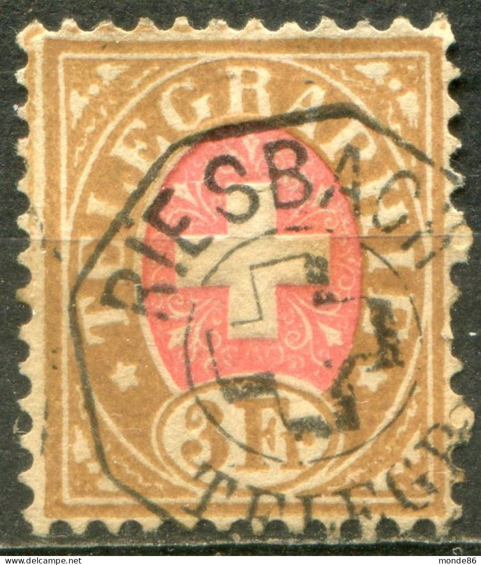 SUISSE - Y&T TELEGRAPHE N° 6B (o)...sans Fils De Soie - Telégrafo