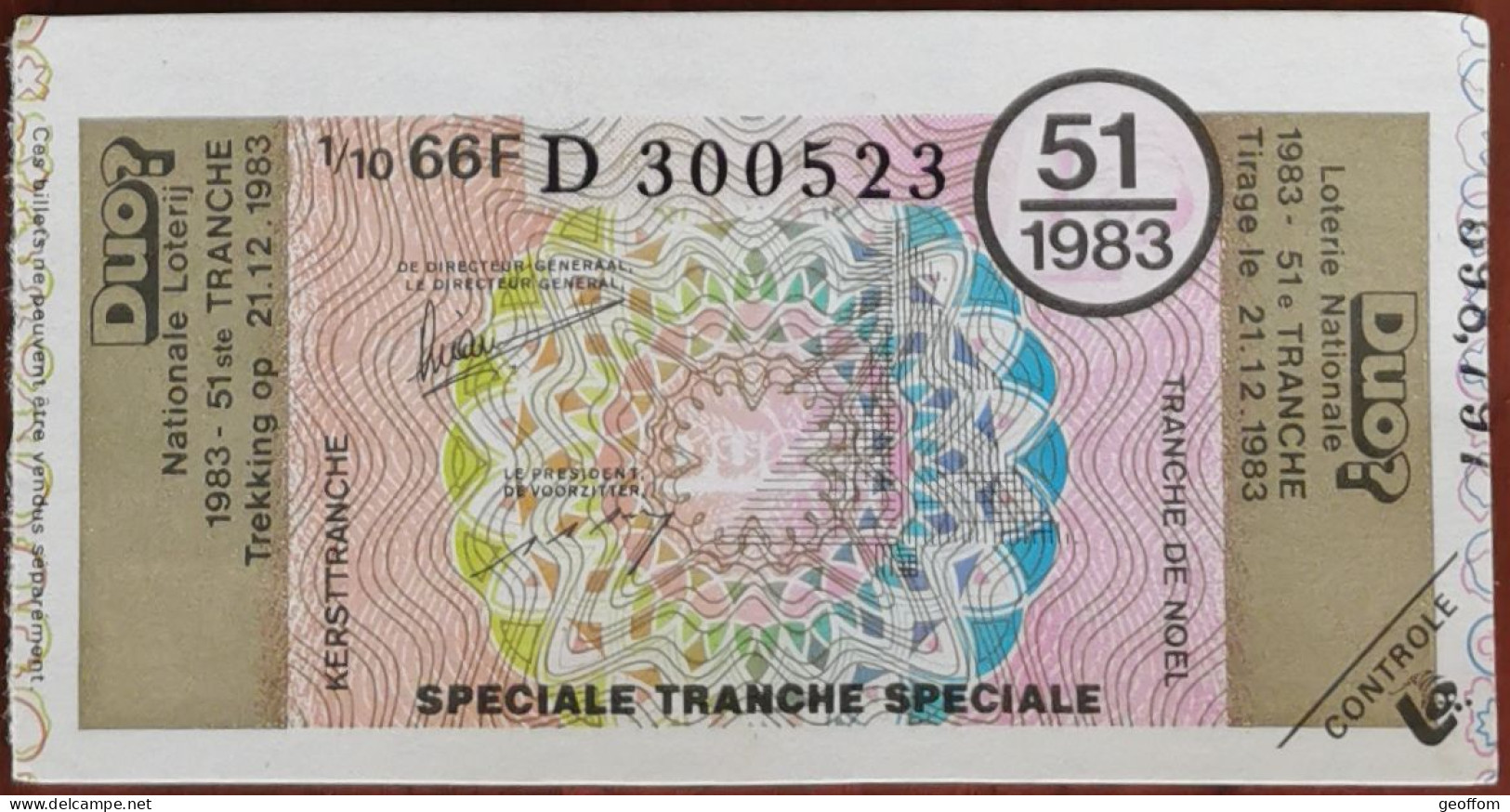 Billet De Loterie Nationale 1983 51e Tranche Spéciale De Noel - 21-12-1983 - Billetes De Lotería