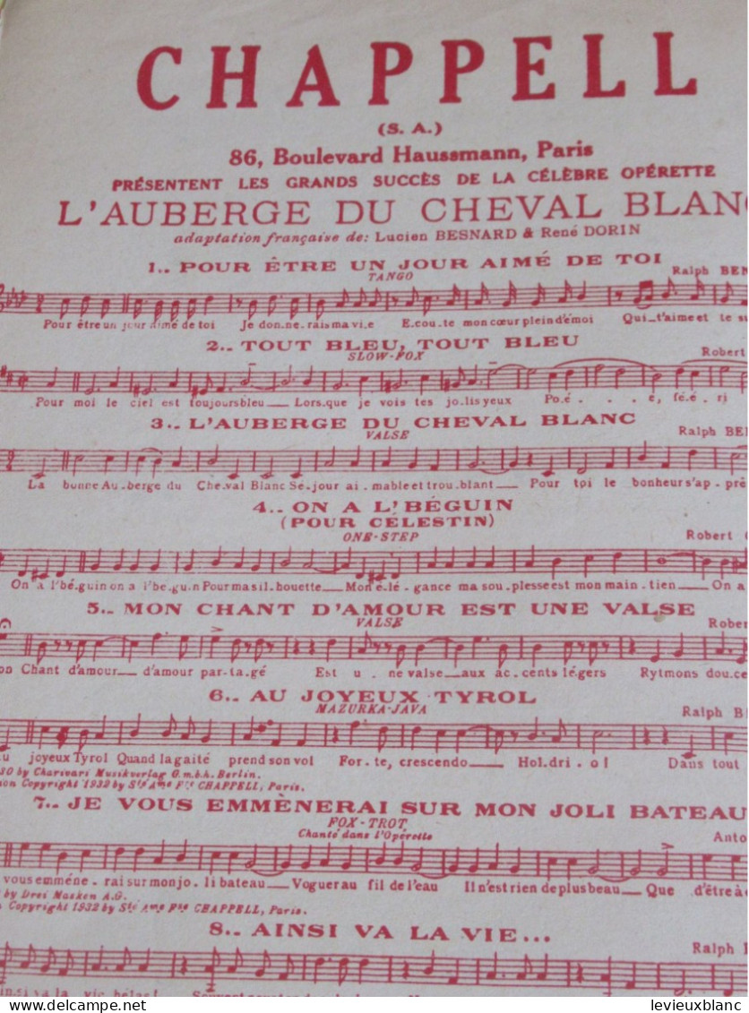 Partition Ancienne/"L'Auberge Du Cheval Blanc "/BENATZKY /Bénard -Dorin /Editions Charivari Berlin /1930  PART354 - Andere & Zonder Classificatie