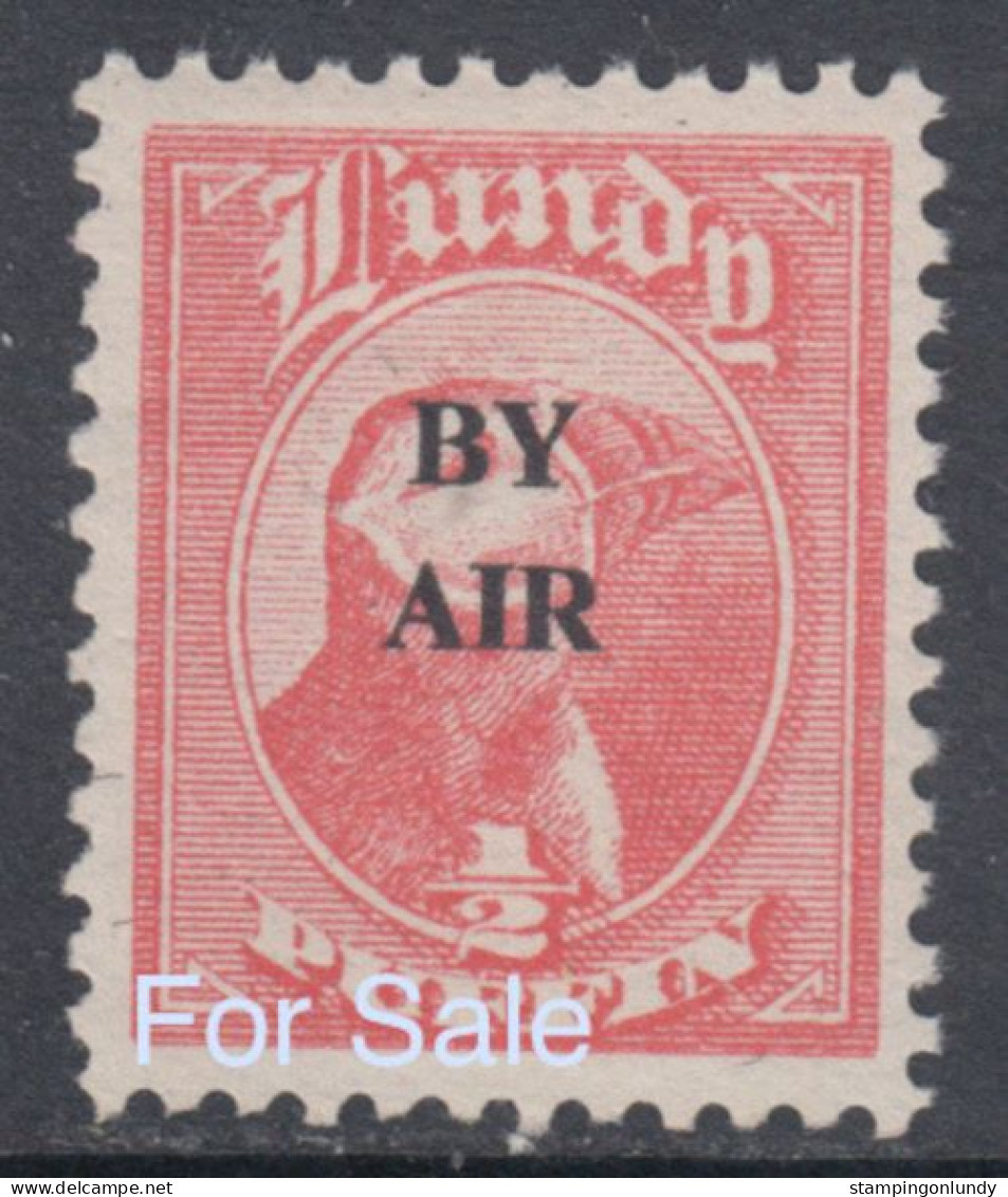 #47 Great Britain Lundy Island Puffin Stamp 1950 BY AIR Narrow Overprint #69 1/2p Retirment Sale Price Slashed! - Local Issues