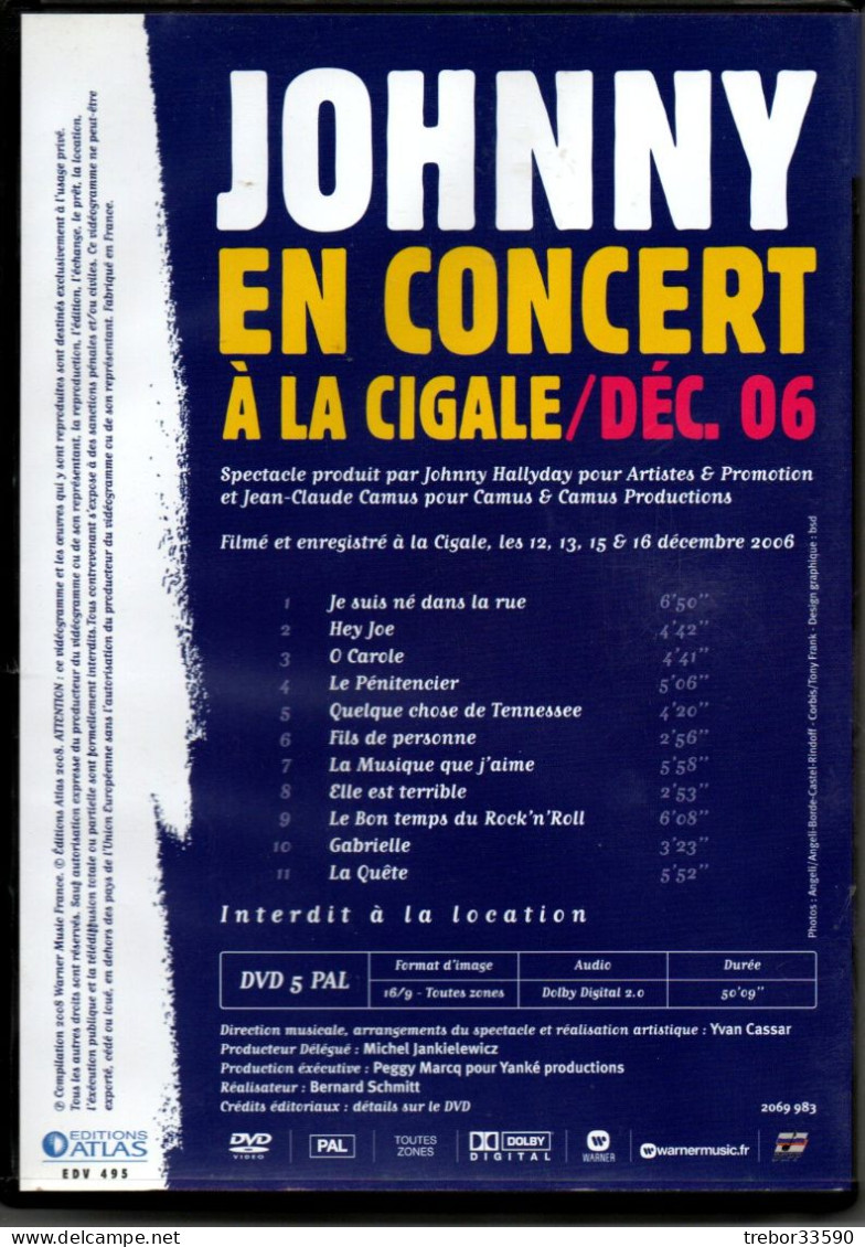 DVD Johnny HALLYDAY En Concert à La CIGALE Décembre 2006 - DVD Musicaux