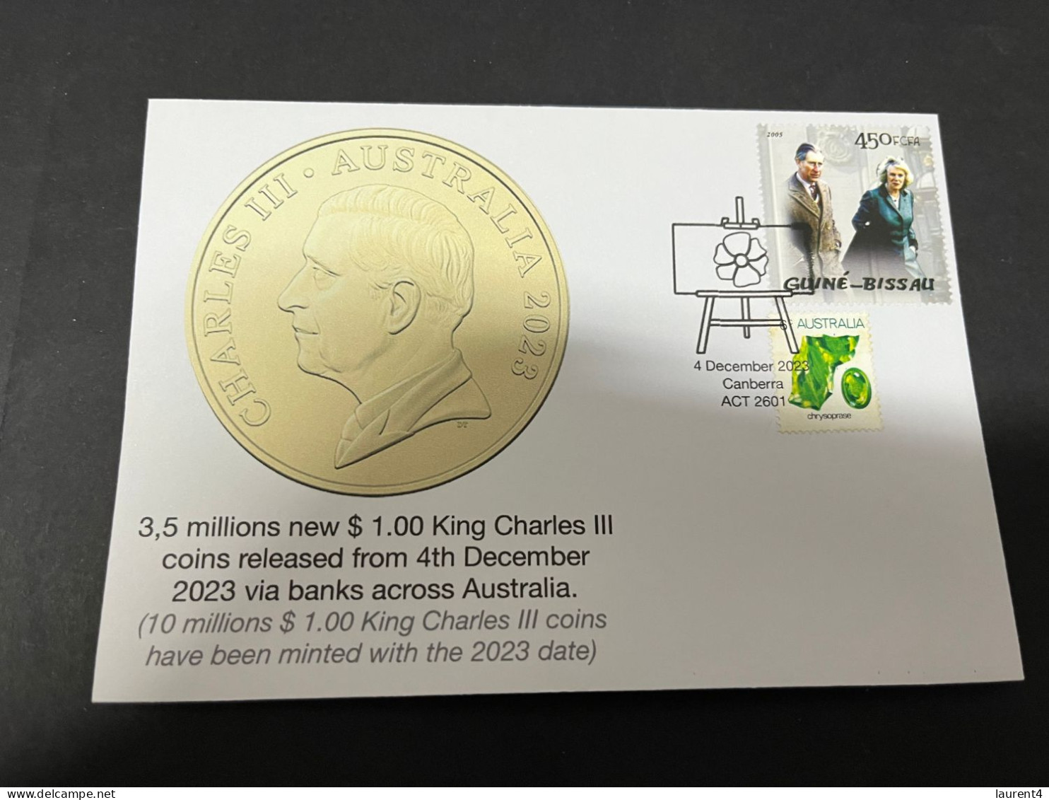 (21-12-2023) (2 W 42) Picture Of King Charles III $ 1.00 Australian Coin (4-12-2023) Charles & Camilla - Dollar