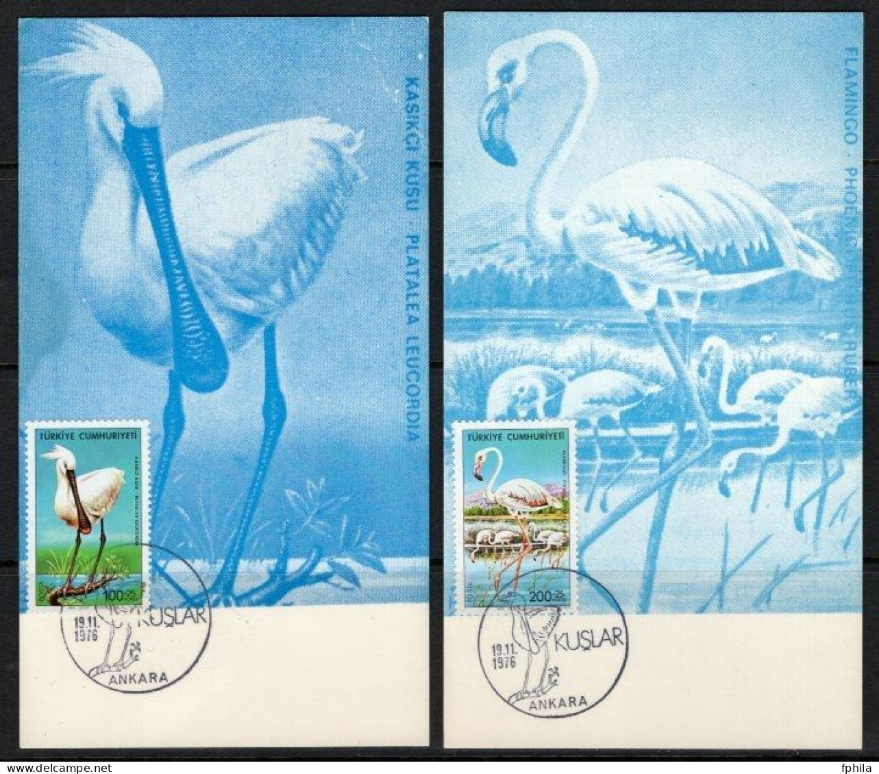 1976 TURKEY BIRDS 2x MAXIMUM CARDS - Cartes-maximum