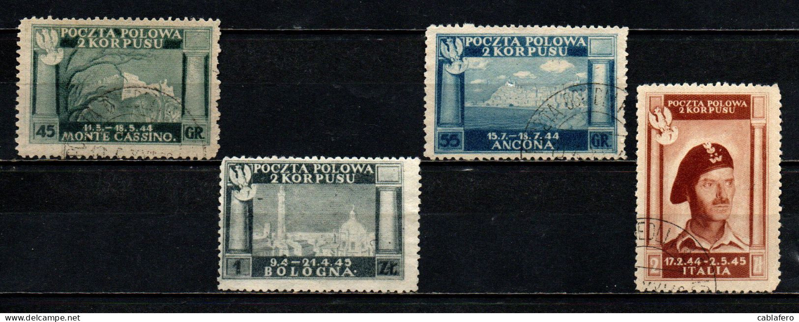 ITALIA - CORPO POLACCO - 1946 - VITTORIE POLACCHE IN ITALIA - USATI - 1946-47 Corpo Polacco Periode