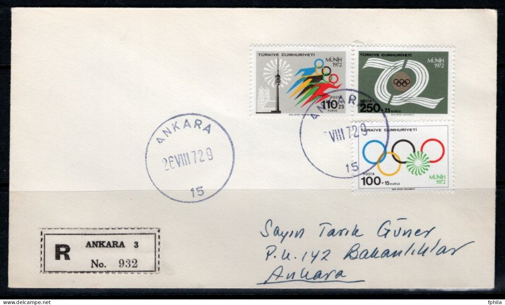 1972 TURKEY MUNICH OLYMPIC GAMES FDC - FDC