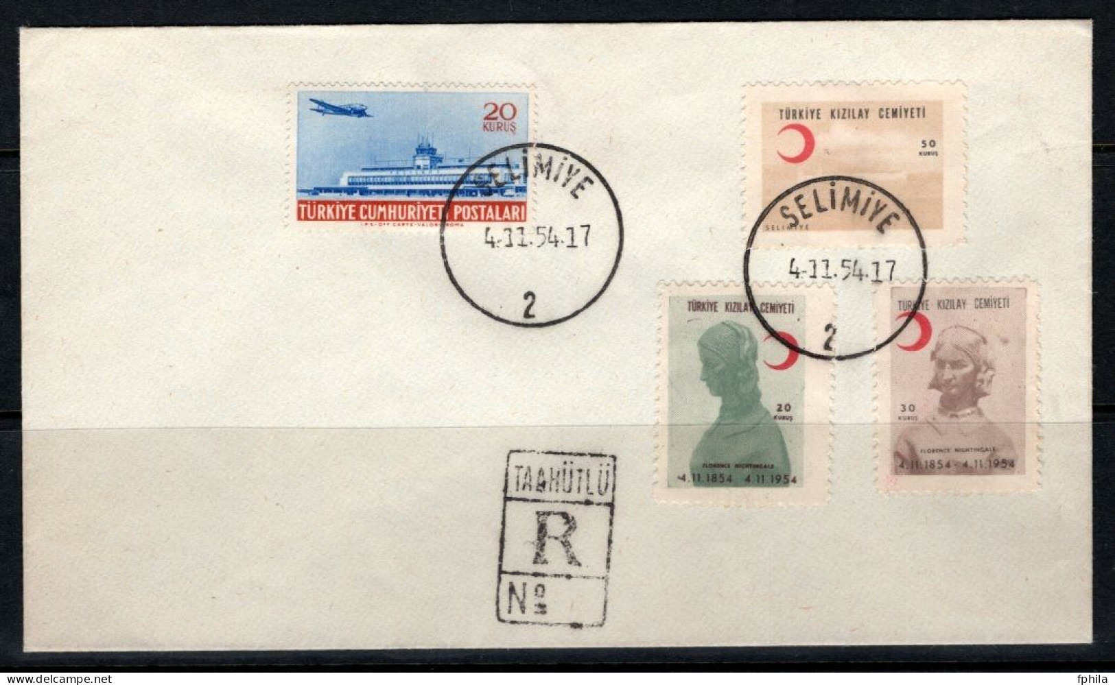 1954 TURKEY RED CRESCENT SOCIETY CENTENARY OF THE VISIT OF FLORENCE NIGHTINGALE FDC - FDC