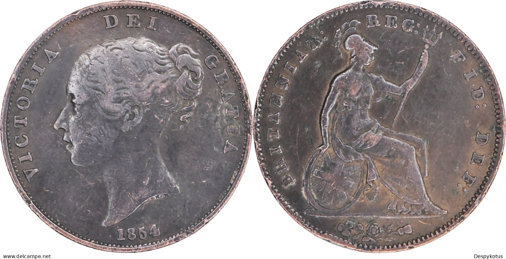 UK - 1854 - ONE PENNY - Victoria "young Head" - 17-161 - D. 1 Penny