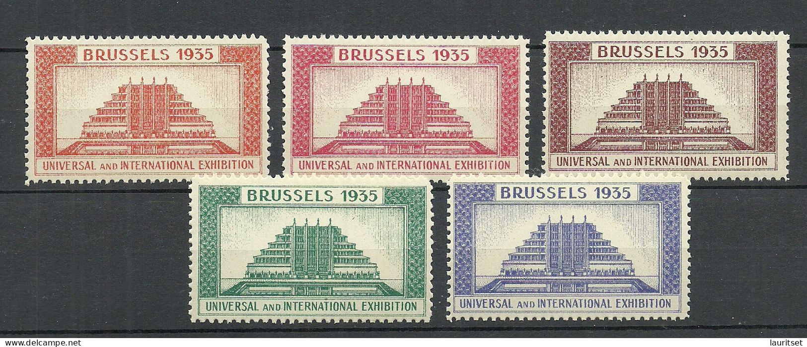 Belgium Belgique Bruxelles Brussels 1935 Universal And International Exhibition Advertising Stamps Reklamemarken MNH - Erinnophilie