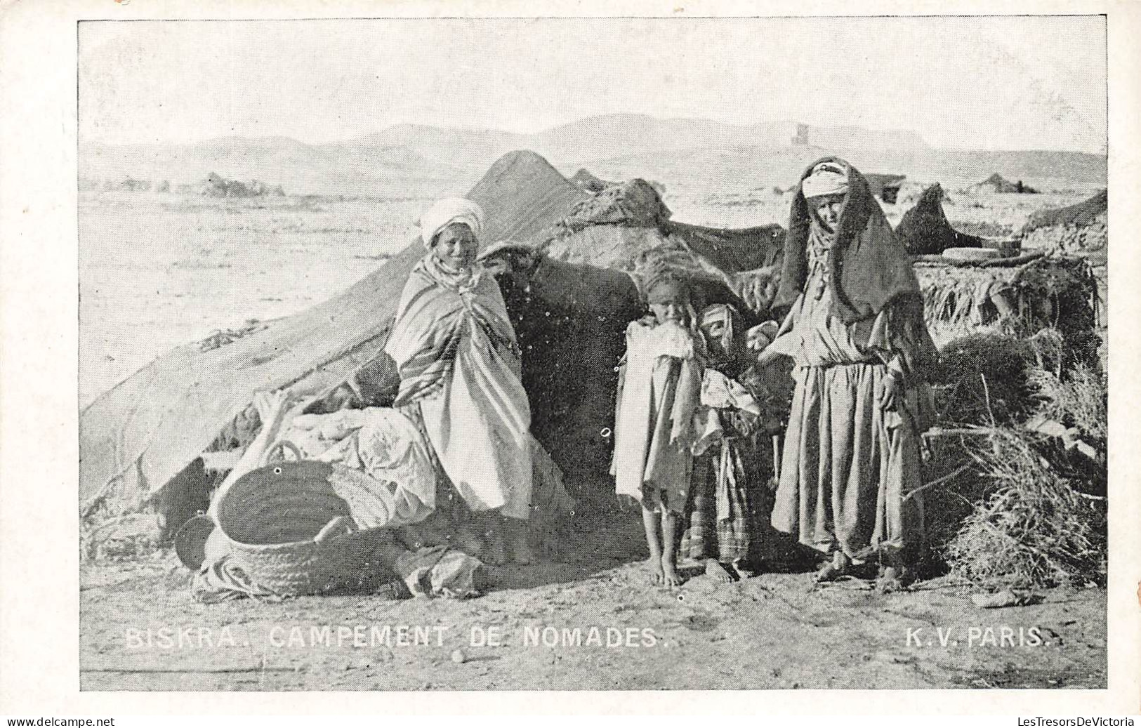 ALGERIE - Biskra - Campement De Nomades - Tentes Et Panier - Famille Algérienne - KV Paris - Carte Postale - Biskra