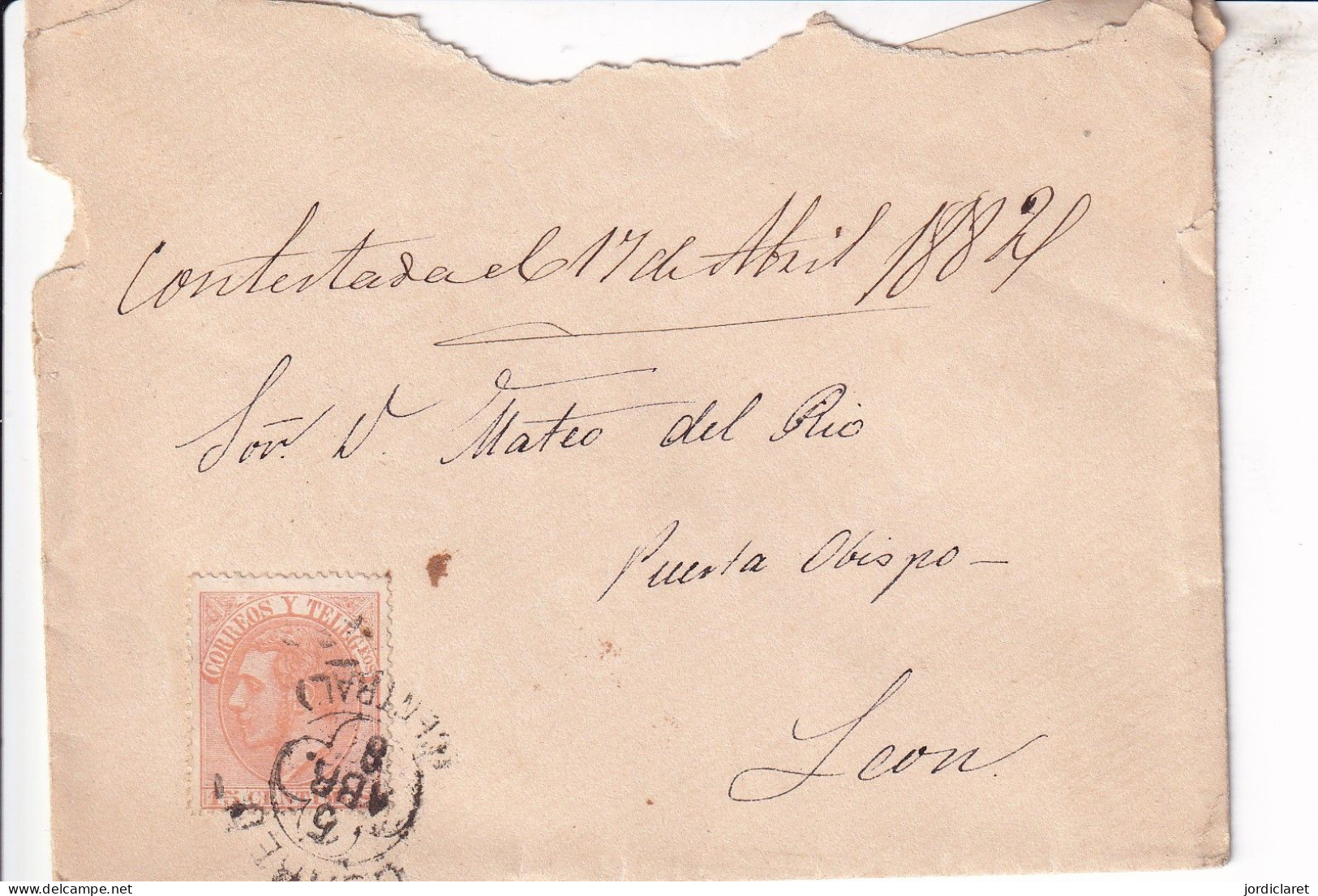 CARTA 1882   MATASELLOS  CORREOS CENTRAL  MADRID A LEON - Brieven En Documenten