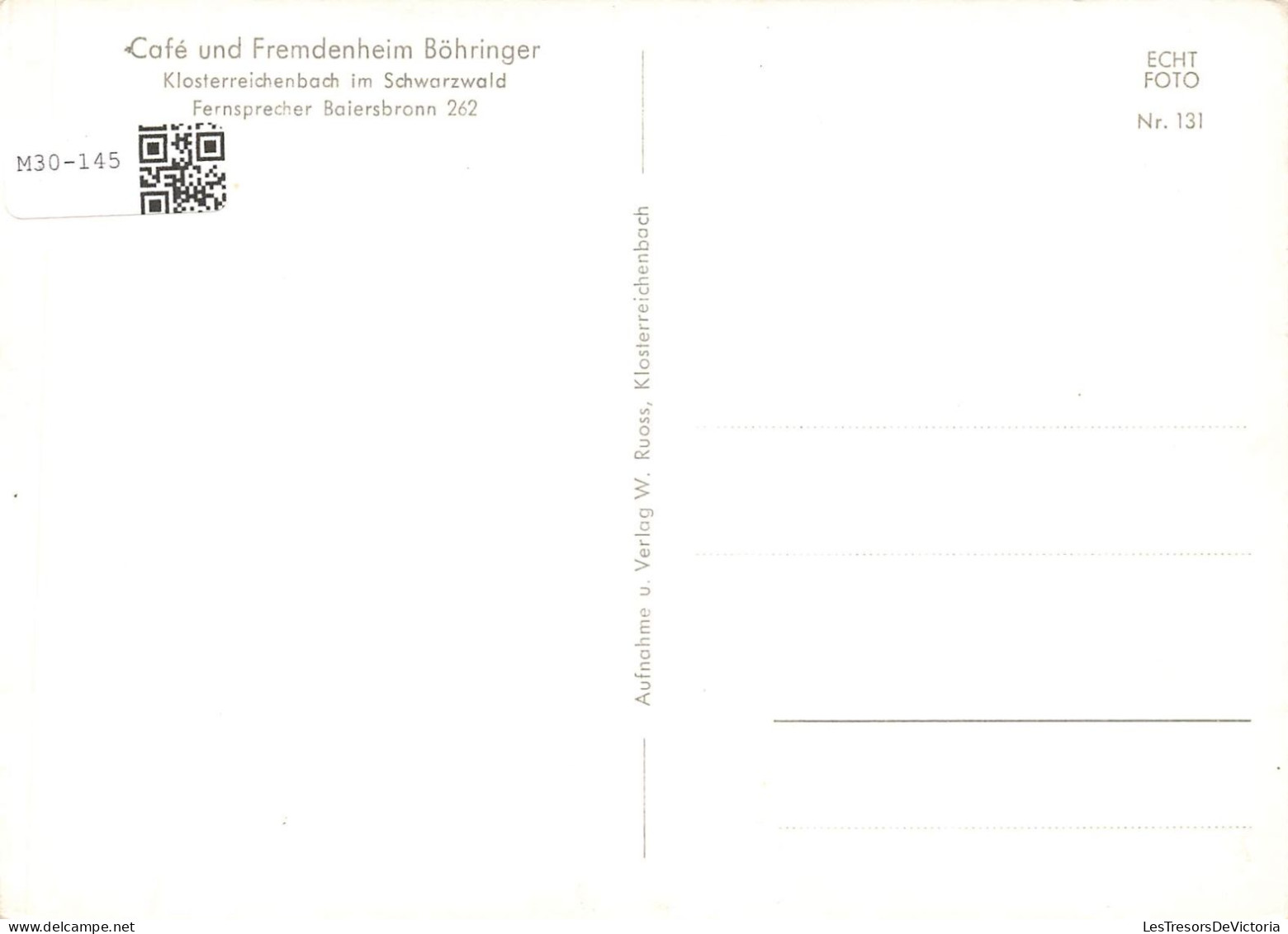 ALLEMAGNE - Freudenstadt - Klosterreichenbach En Forêt-Noire  - Café Et Maison D'hôte Böhringer - Carte Postale Ancienne - Freudenstadt