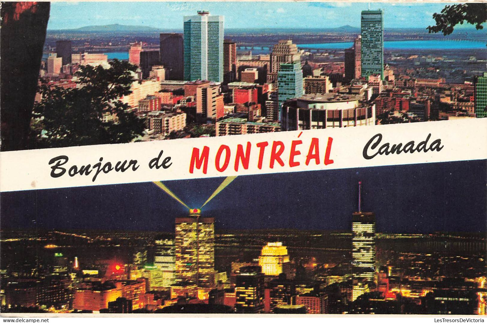 CANADA - Bonjour De Montréal - La Ville La Nuit Et Le Jour - Quartier D'affaires Et Panorama Mont Royal - Carte Postale - Montreal