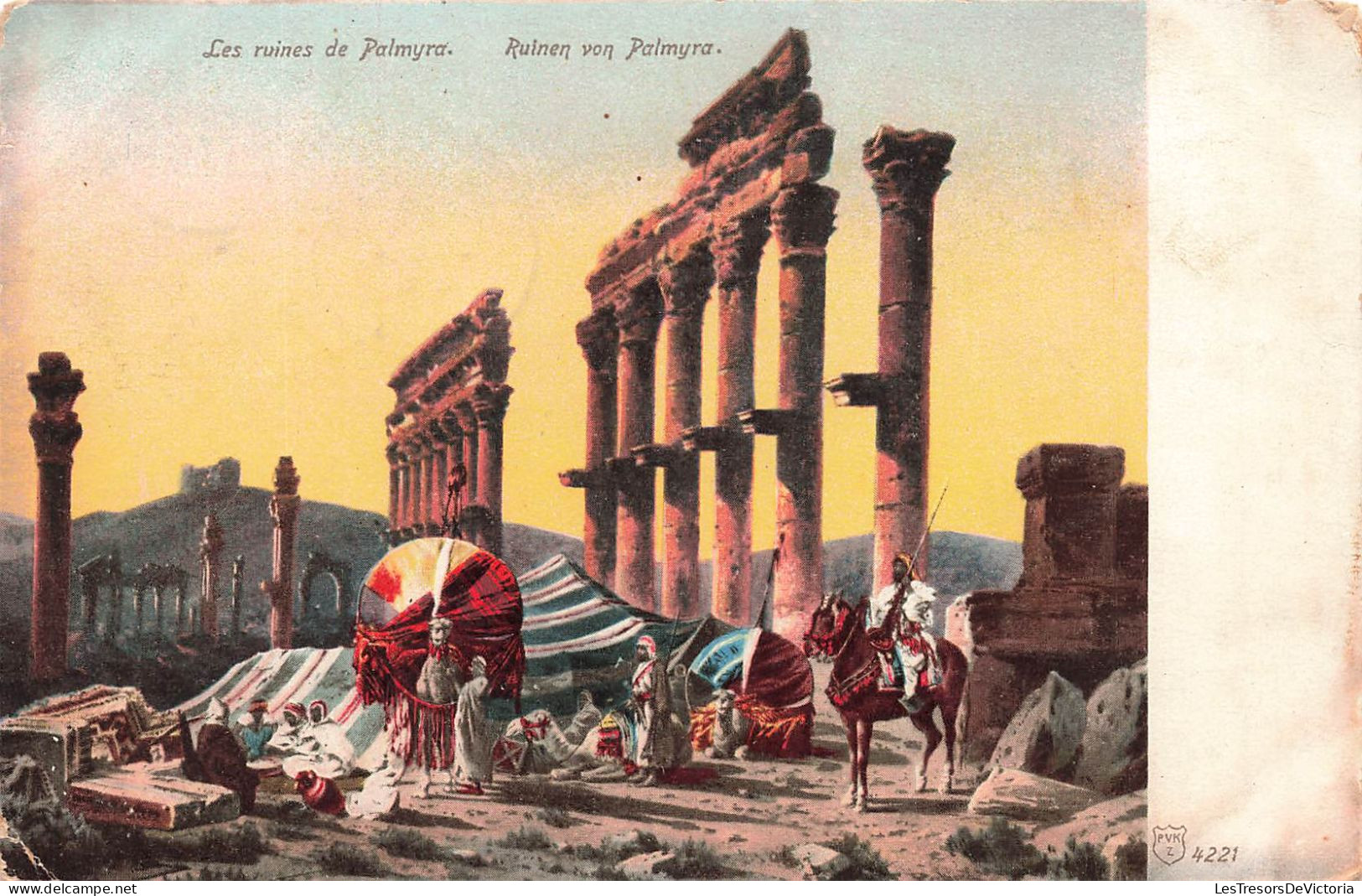 SYRIE - Les Ruines De Palmyra - Guerriers Syriens - Colonnes - Colorisé - Carte Postale Ancienne - Syria