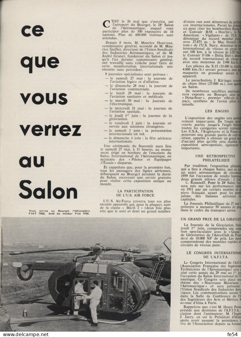 ° AVIATION ° AVION ° L'AIR TRANSPORTS MAGAZINE ° XXIVème SALON DE L'AERONAUTIQUE ° JUIN 1961 °  - Aviation