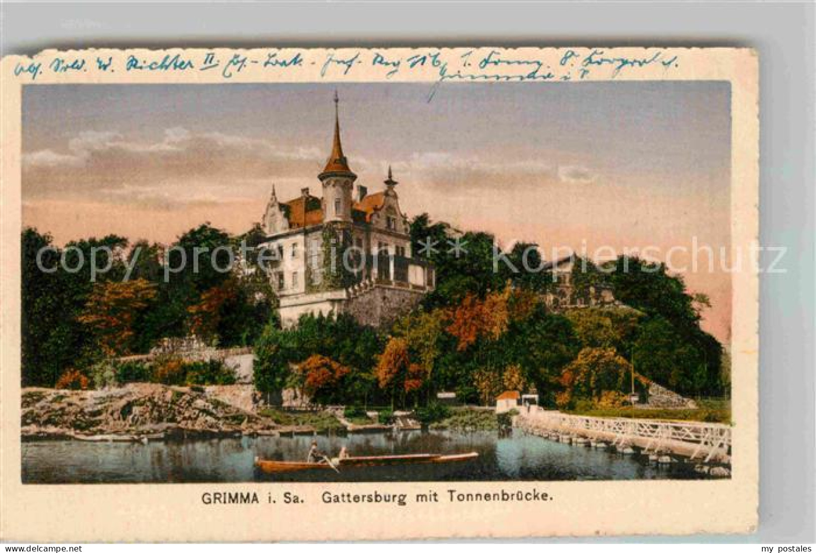 42683651 Grimma Tonnenbruecke Gattersburg Ruderboot Mulde Grimma - Grimma