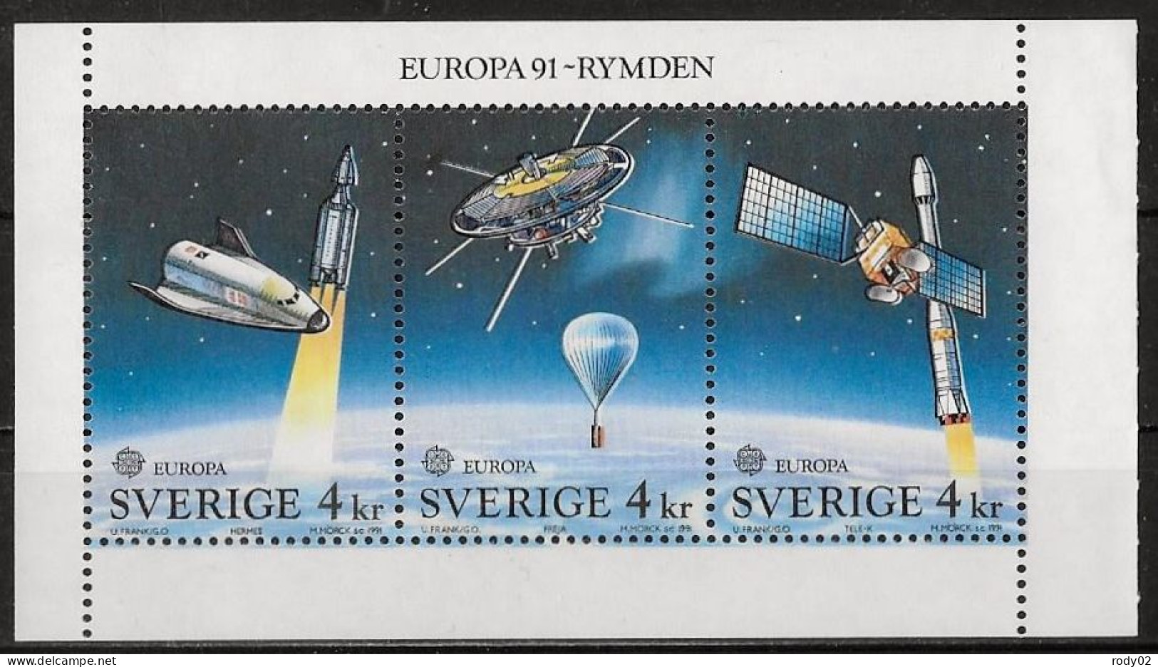 SUEDE - ESPACE - EUROPA CEPT - N° 1653 A 1655 - NEUF** MNH - 1991