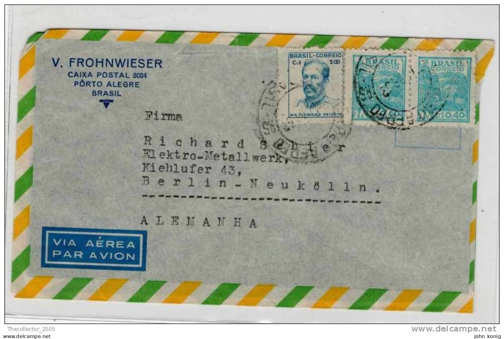 Lettera Busta Brasile-Brasil-letter- Cover - Briefe- Posta Aerea Anni '50 (of '50s)-Air Mail-to Berlin - Poste Aérienne