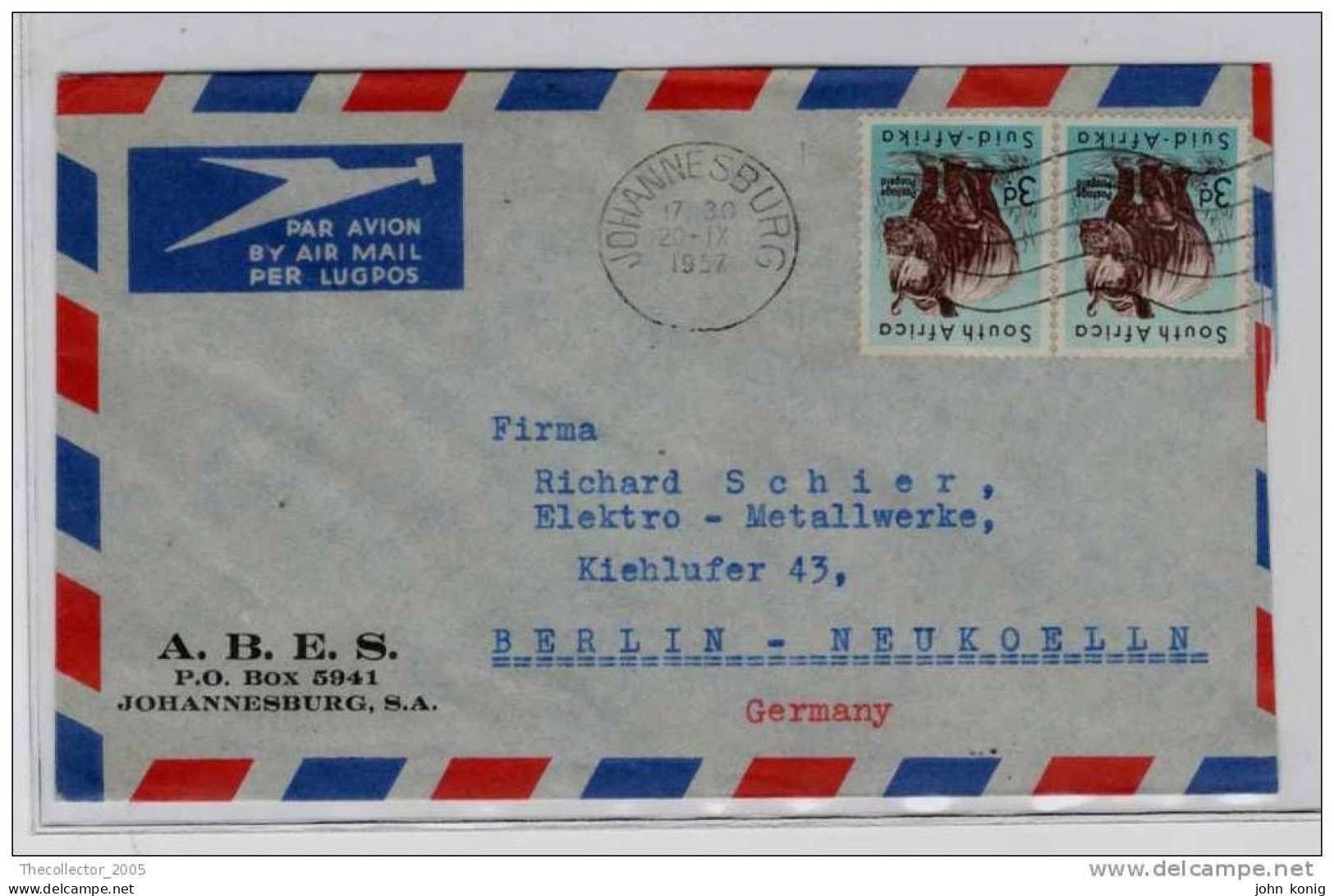 Sudafrica - South Africa - Lettera Busta Letter Cover Briefe - From South Africa To Germany (anni '50 - From'50s) - FDC