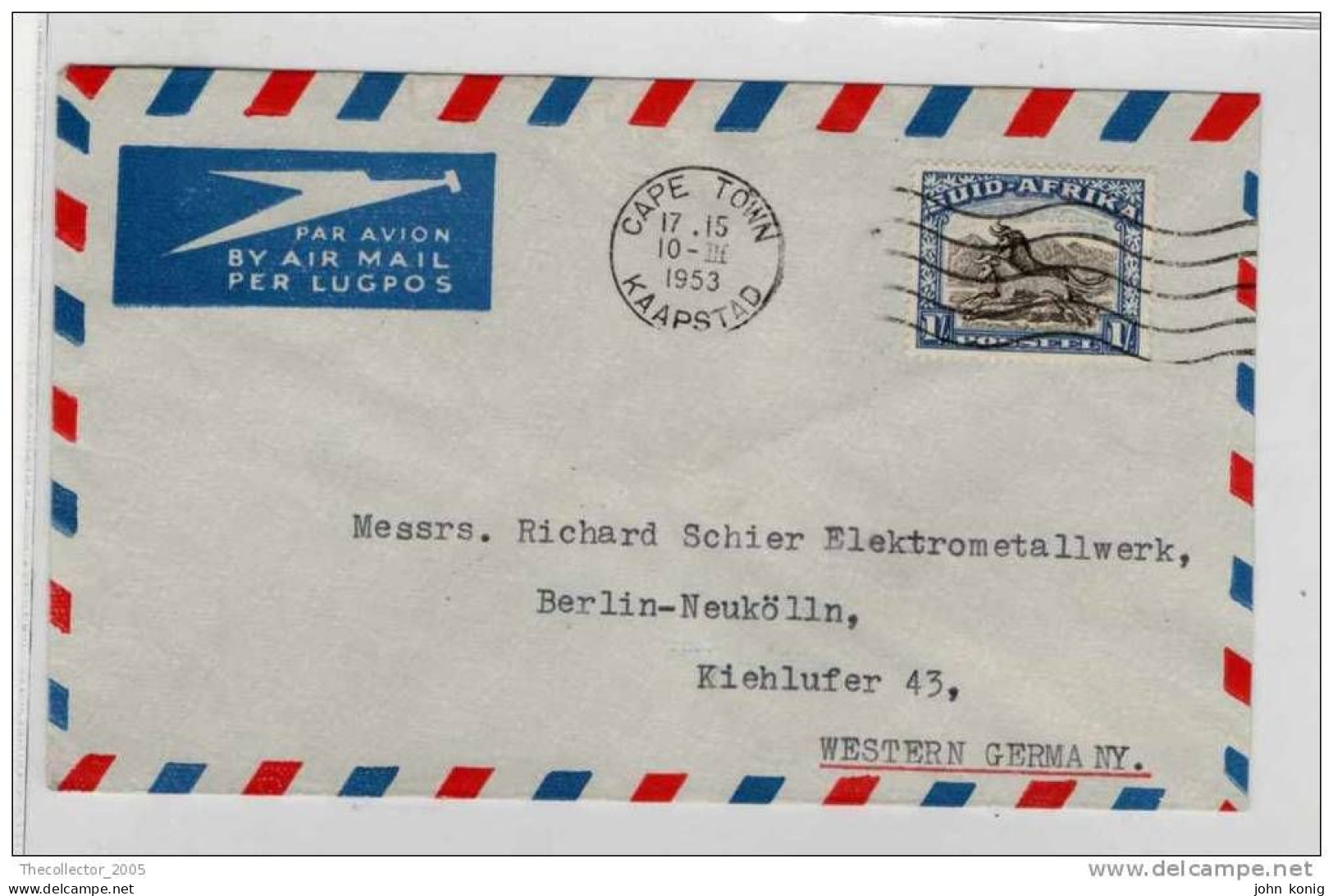 Sudafrica - South Africa - Lettera Busta Letter Cover Briefe - From South Africa To Germany (anni '50 - From'50s) - FDC