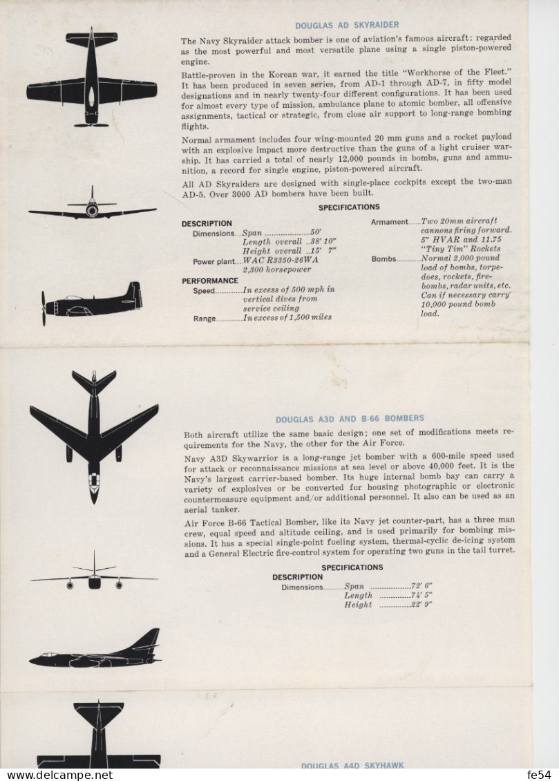 ° AVIATION ° AVION ° FAMOUS DOUGLAS MILITARY AIRCRAFT ° PROPAGANDE -- DEPLIANT PUBLICITAIRE ° - Aviation