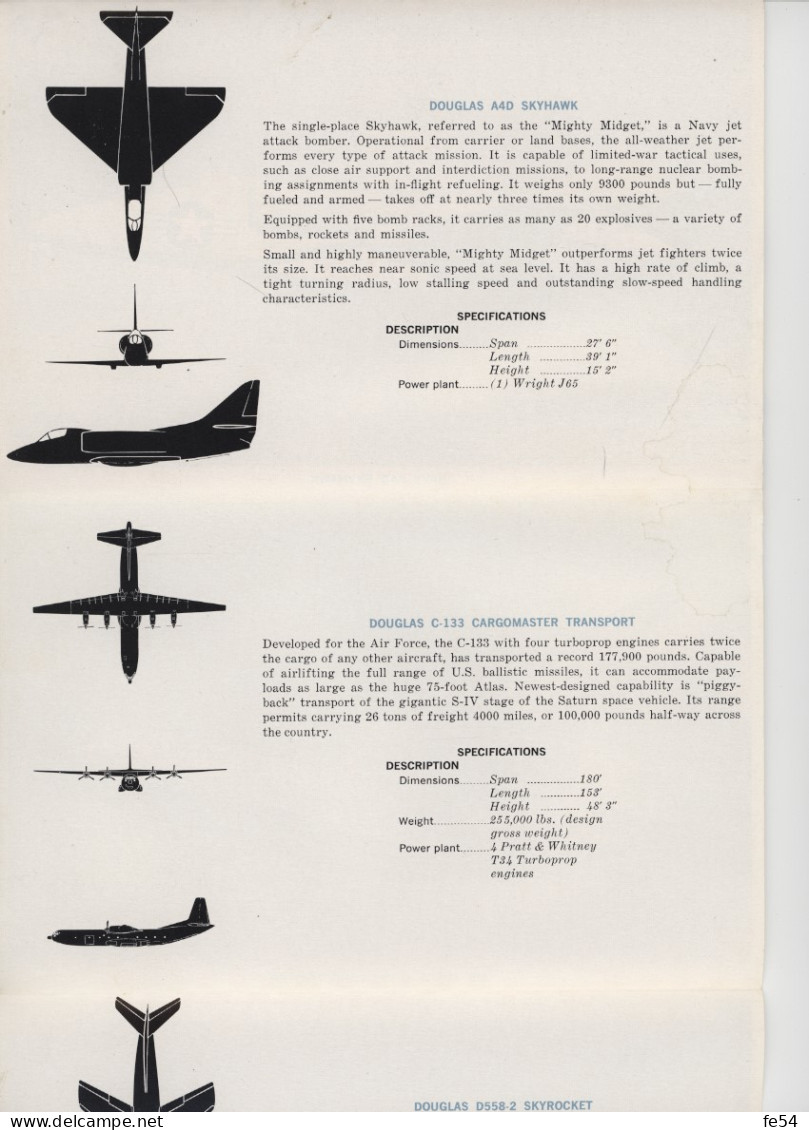 ° AVIATION ° AVION ° FAMOUS DOUGLAS MILITARY AIRCRAFT ° PROPAGANDE -- DEPLIANT PUBLICITAIRE ° - Aviation