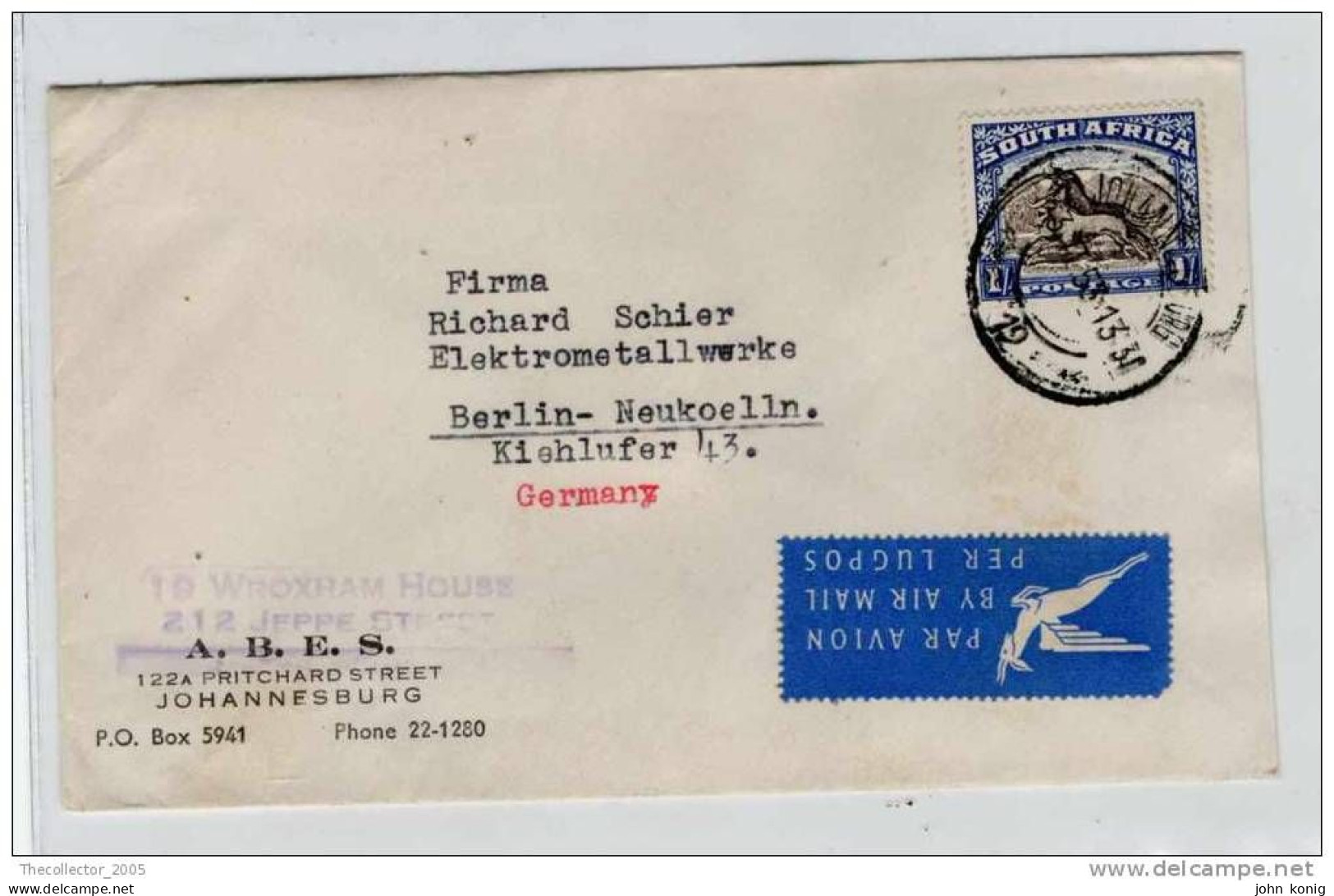 Sudafrica - South Africa - Lettera Busta Letter Cover Briefe - From South Africa To Germany (anni '50 - From'50s) - FDC