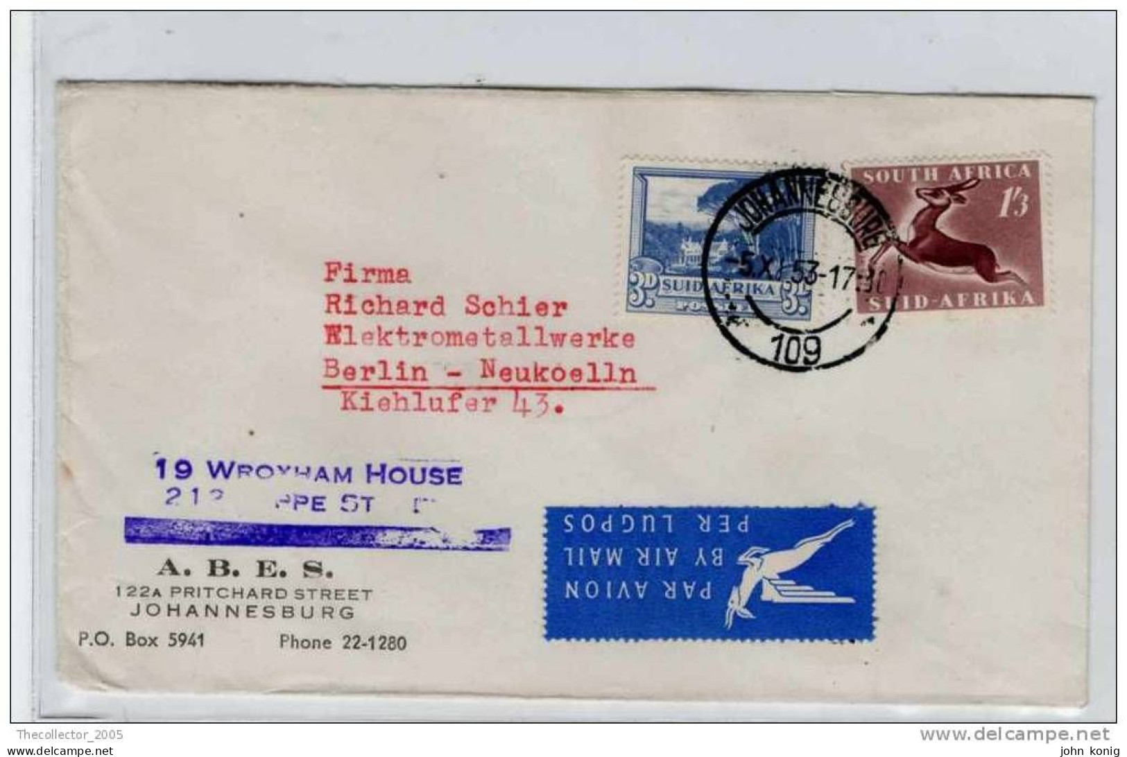 Sudafrica - South Africa - Lettera Busta Letter Cover Briefe - From South Africa To Germany (anni '50 - From'50s) - FDC