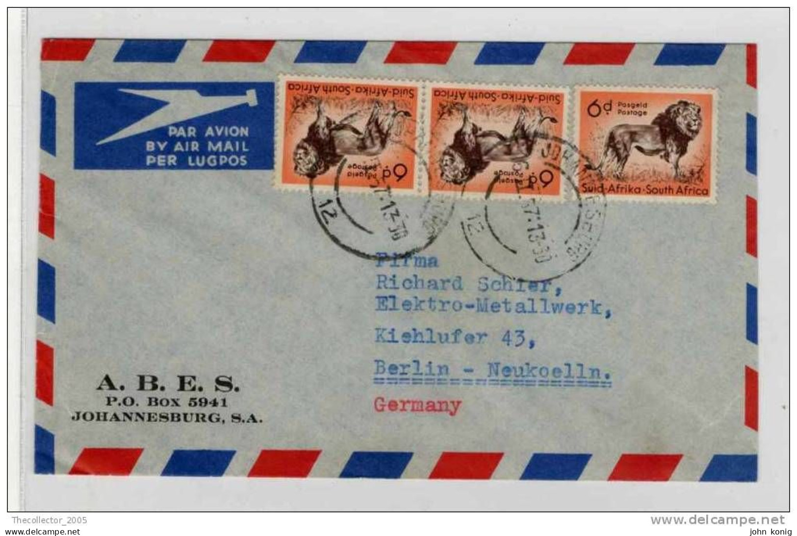 Sudafrica - South Africa - Lettera Busta Letter Cover Briefe - From South Africa To Germany (anni '50 - From'50s) - FDC