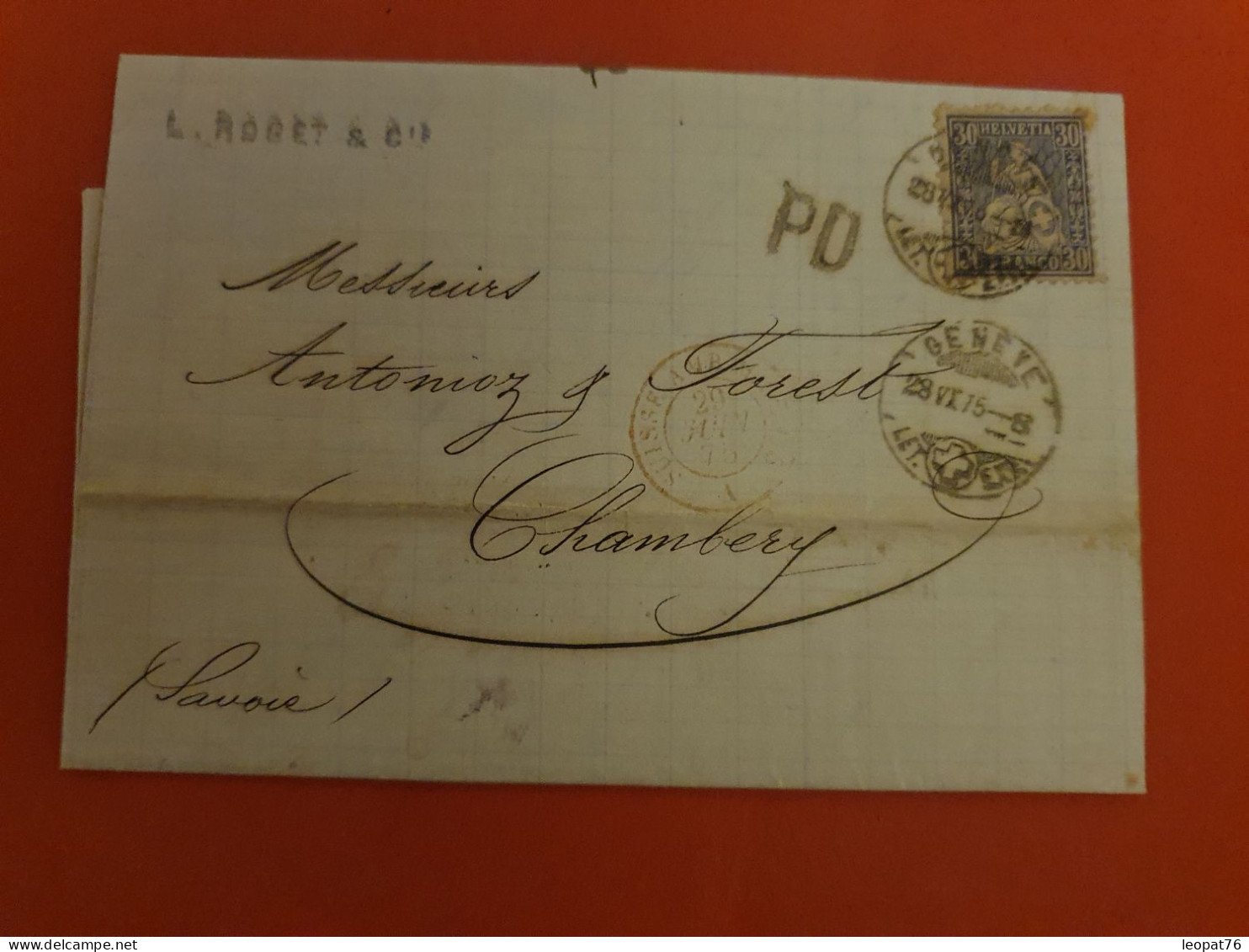 Suisse - Lettre De Genève Avec Texte Pour Chambéry En 1875 - D 366 - Cartas & Documentos