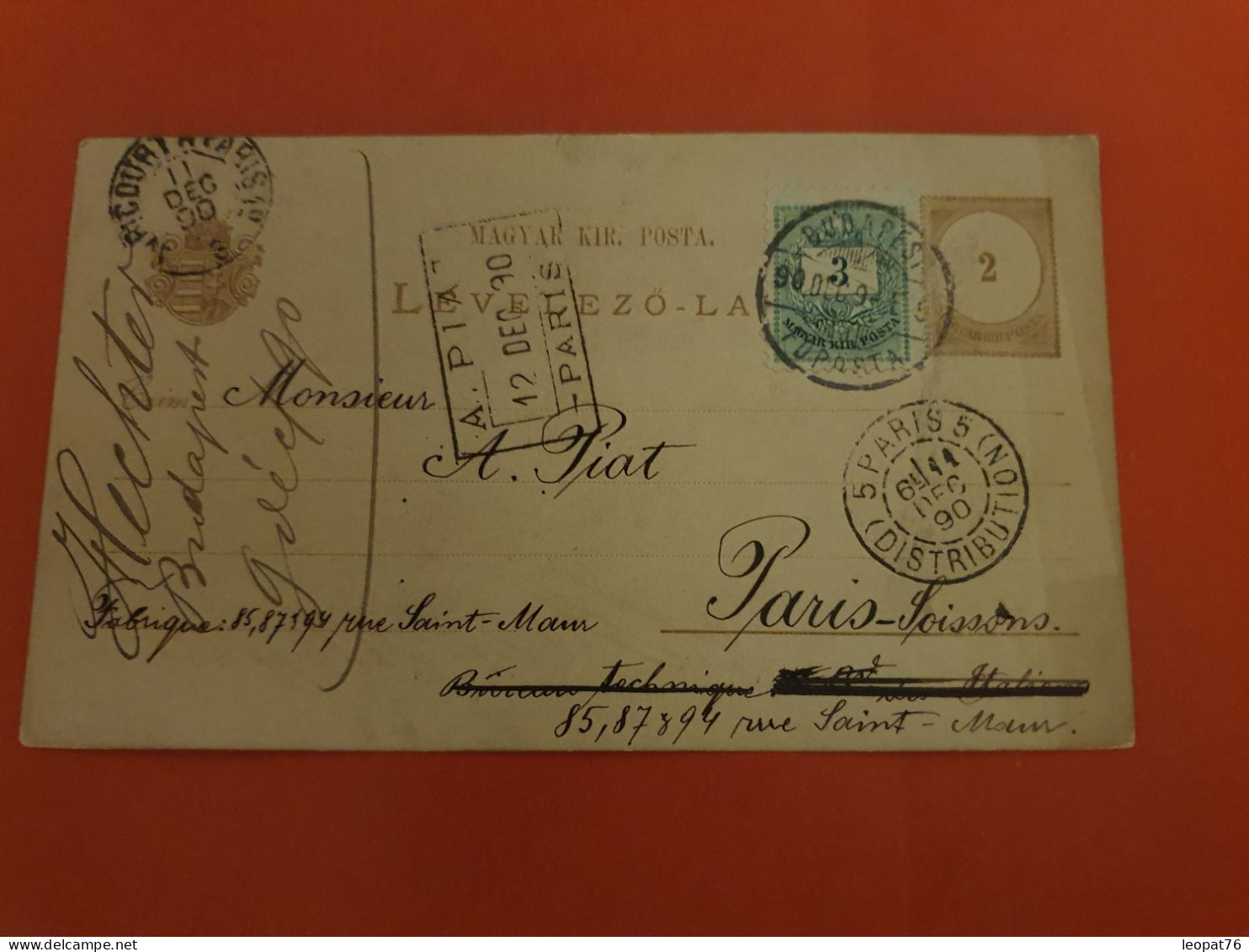 Hongrie - Entier Postal + Complément De Bucarest Pour Paris En 1890 - D 369 - Entiers Postaux