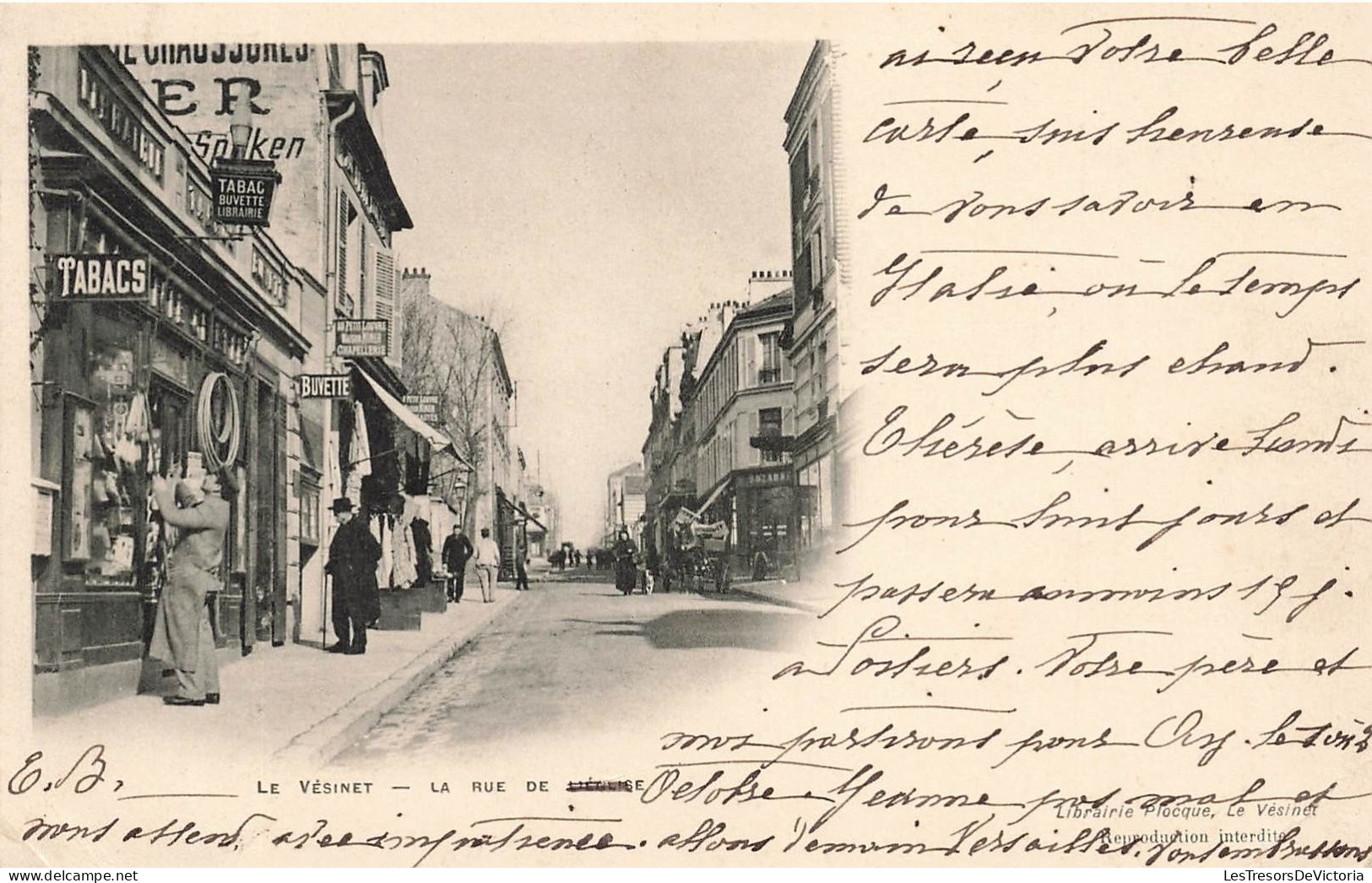 FRANCE - Le Vésinet - La Rue De L'église - Tabacs - Dos Non Divisé - Carte Postale Ancienne - Le Vésinet
