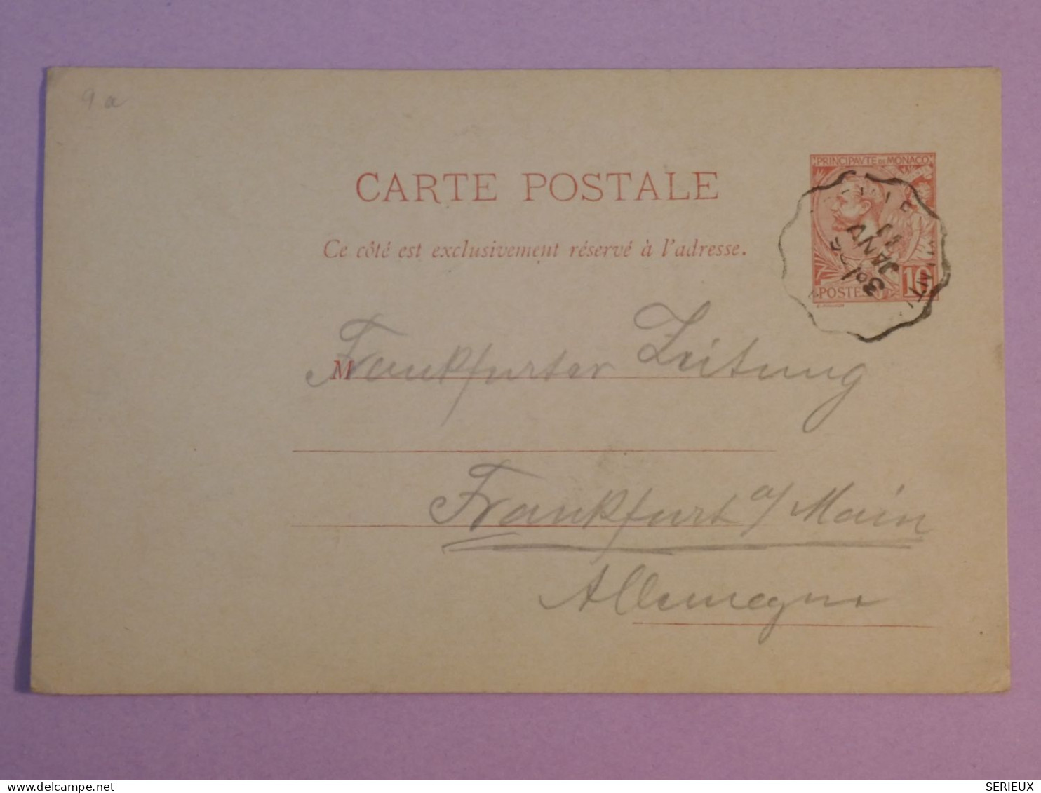 S0 MONTE CARLO   BELLE CARTE FERROVIAIRE RR  1911  A FRANKFURT ALLEMAGNE  +AFF. INTERESSANT + - Entiers Postaux