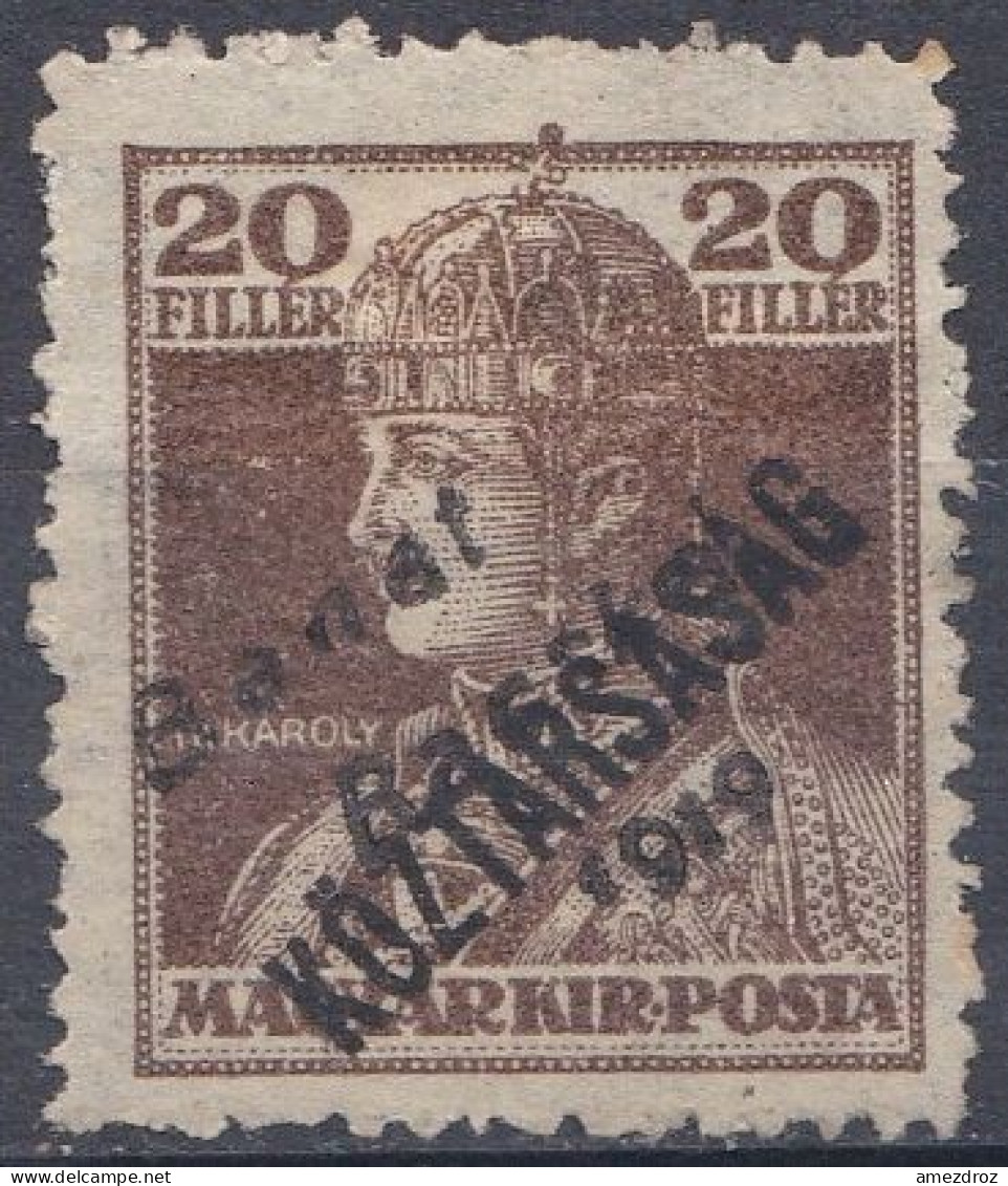Hongrie Banat Bacsak 1919 N° 29 Mi 37a (*) Charles IV (K4) - Banat-Bacska