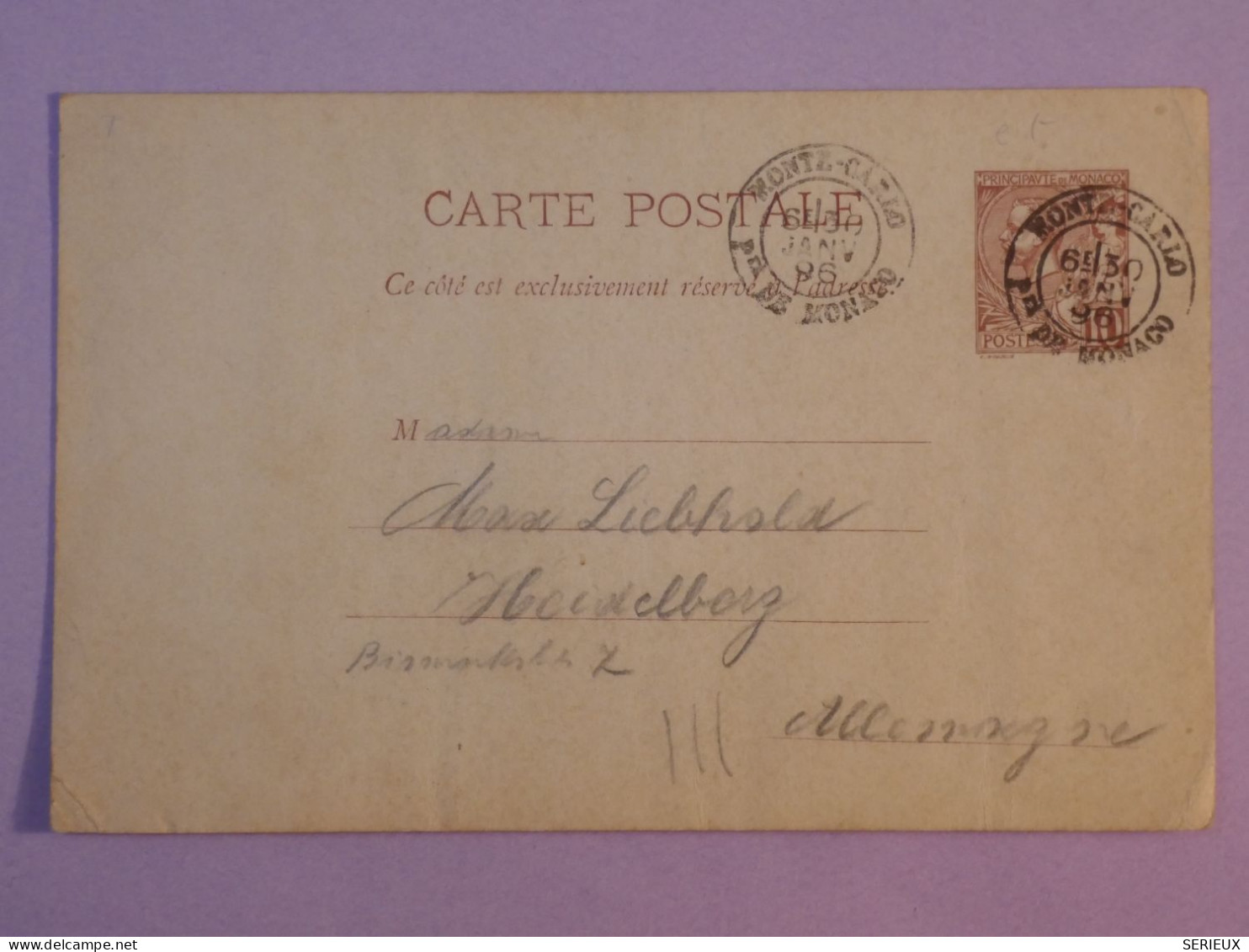 S0 MONTE CARLO   BELLE CARTE  RR  1896   A  HEIDELBERG ALLEMAGNE    +AFF. INTERESSANT + - Entiers Postaux