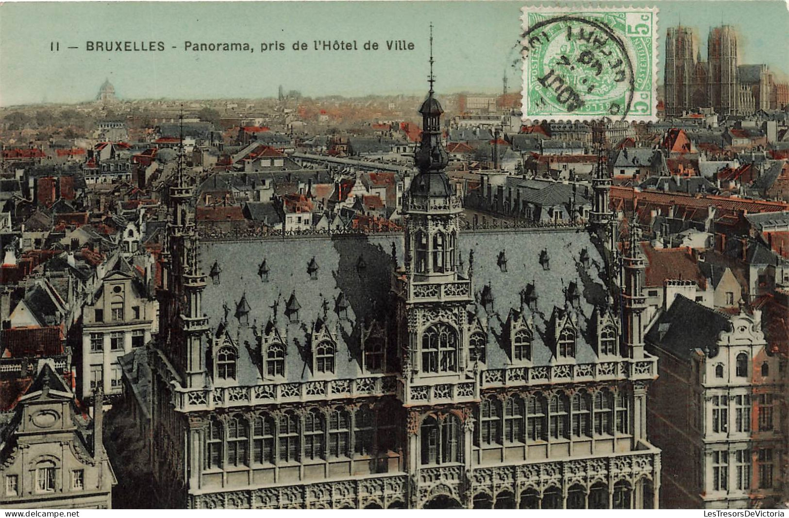 BELGIQUE - Bruxelles - Panorama - Pris De L'hôtel De Ville - Carte Postale Ancienne - Mehransichten, Panoramakarten