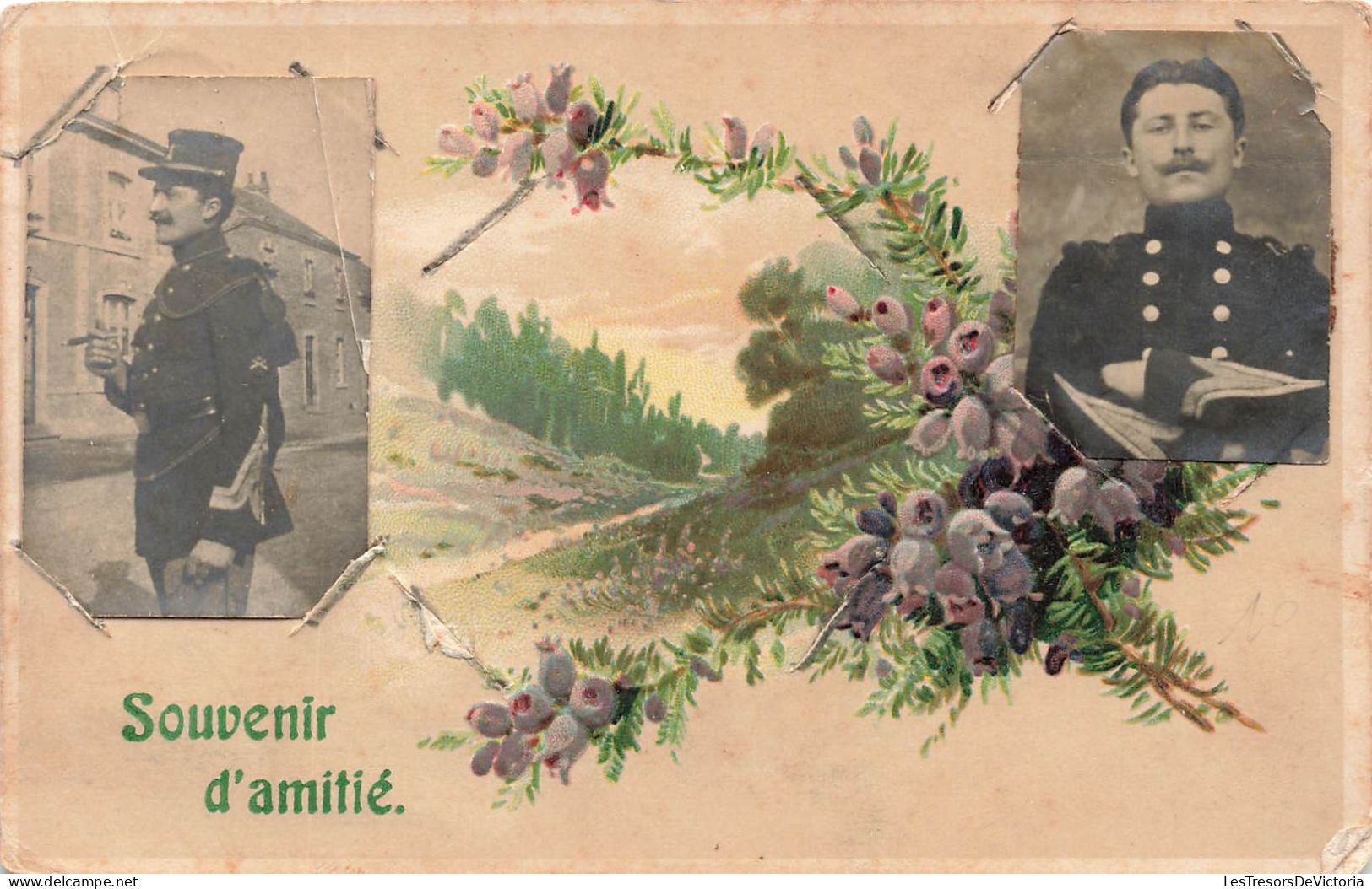 MILITARIA - Souvenir D'amitié - Personnage - Photographie D'un Soldat - Carte Postale Ancienne - Personen