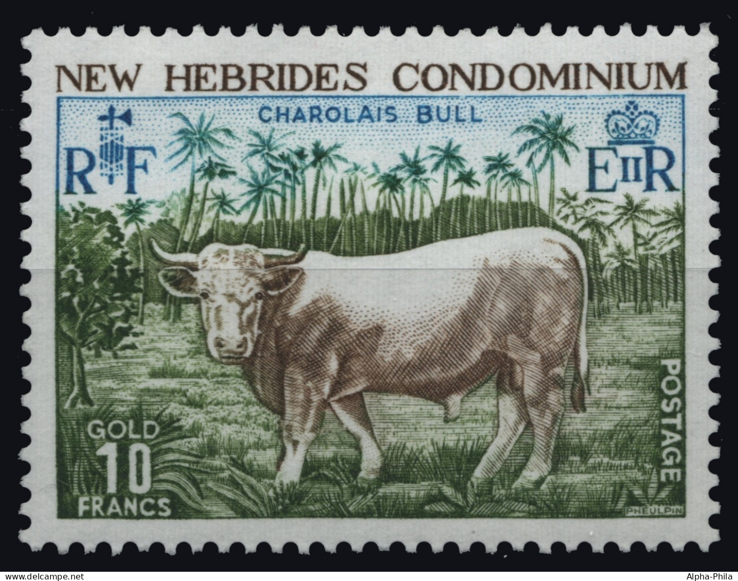 Neue Hebriden 1975 - Mi-Nr. 405 ** - MNH - Charolais Bulle - Unused Stamps