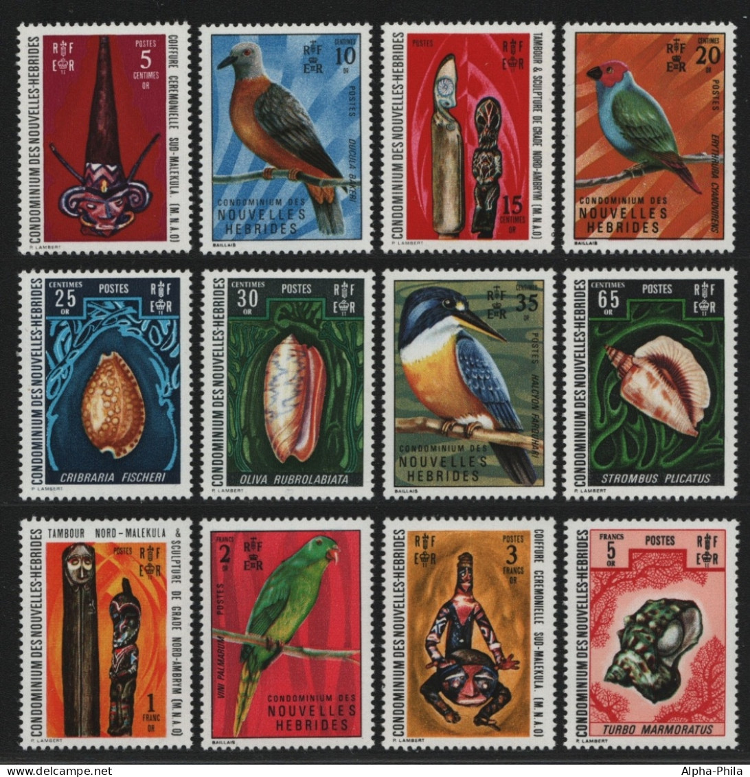 Neue Hebriden 1972 - Mi-Nr. 335-346 ** - MNH - Fauna & Kunst (II) - Ongebruikt