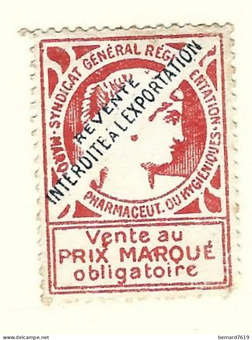 Timbre -  -  - Vignette Pharmaceutique  - Syndicat  Genenral Reglementation Marques Pharmaceut Ou Hygieniques - Used Stamps