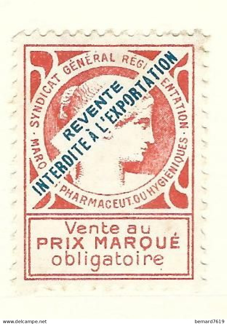 Timbre -  -  - Vignette Pharmaceutique  - Syndicat  Genenral Reglementation Marques Pharmaceut Ou Hygieniques - Used Stamps