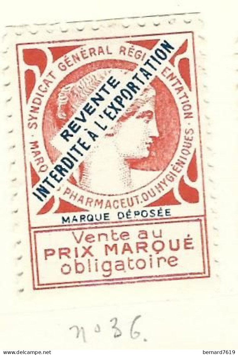 Timbre -  -  - Vignette Pharmaceutique  - Syndicat  Genenral Reglementation Marques Pharmaceut Ou Hygieniques - Used Stamps