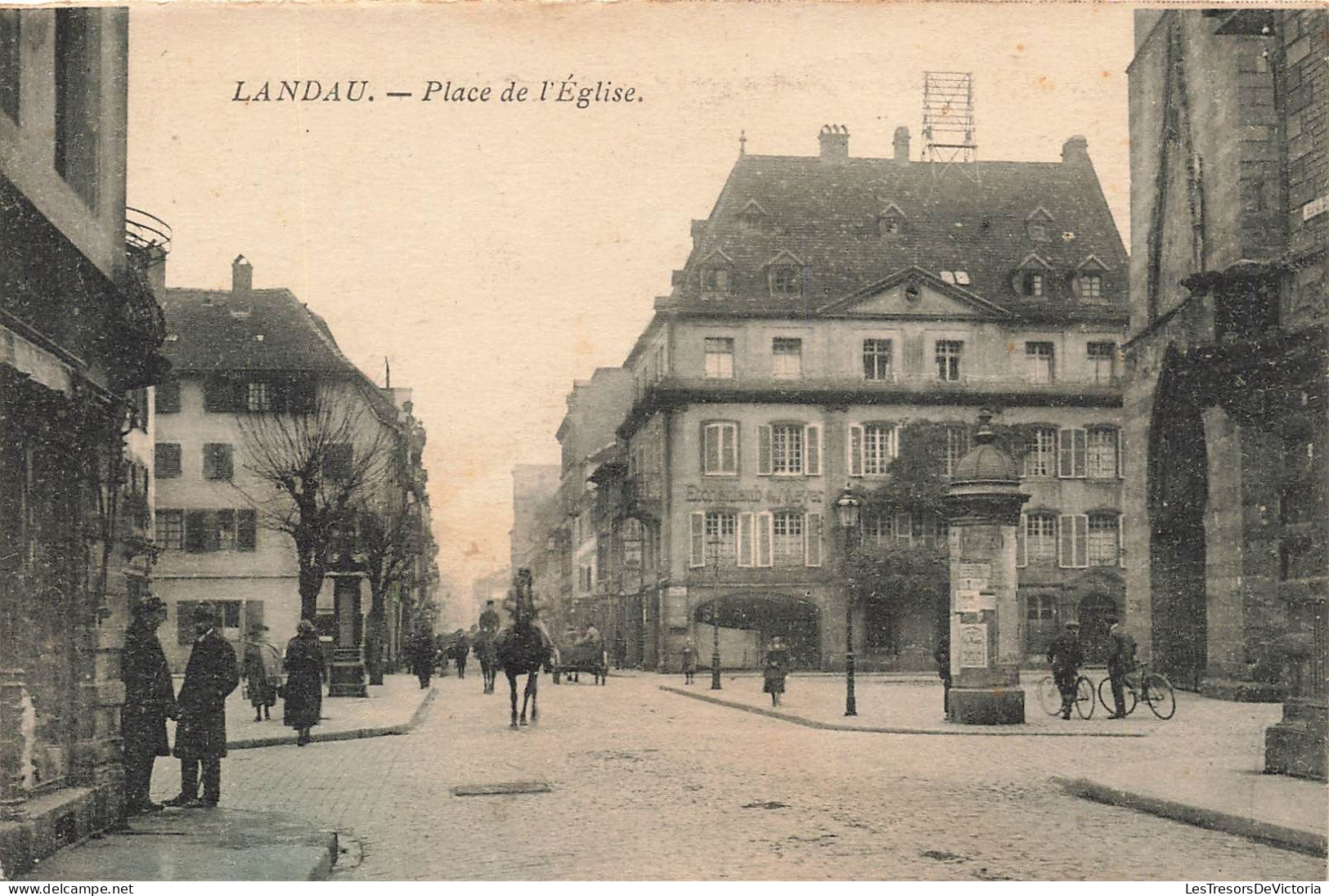 ALLEMAGNE - Landau - Place De L'Eglise - Animé - Carte Postale Ancienne - Landau