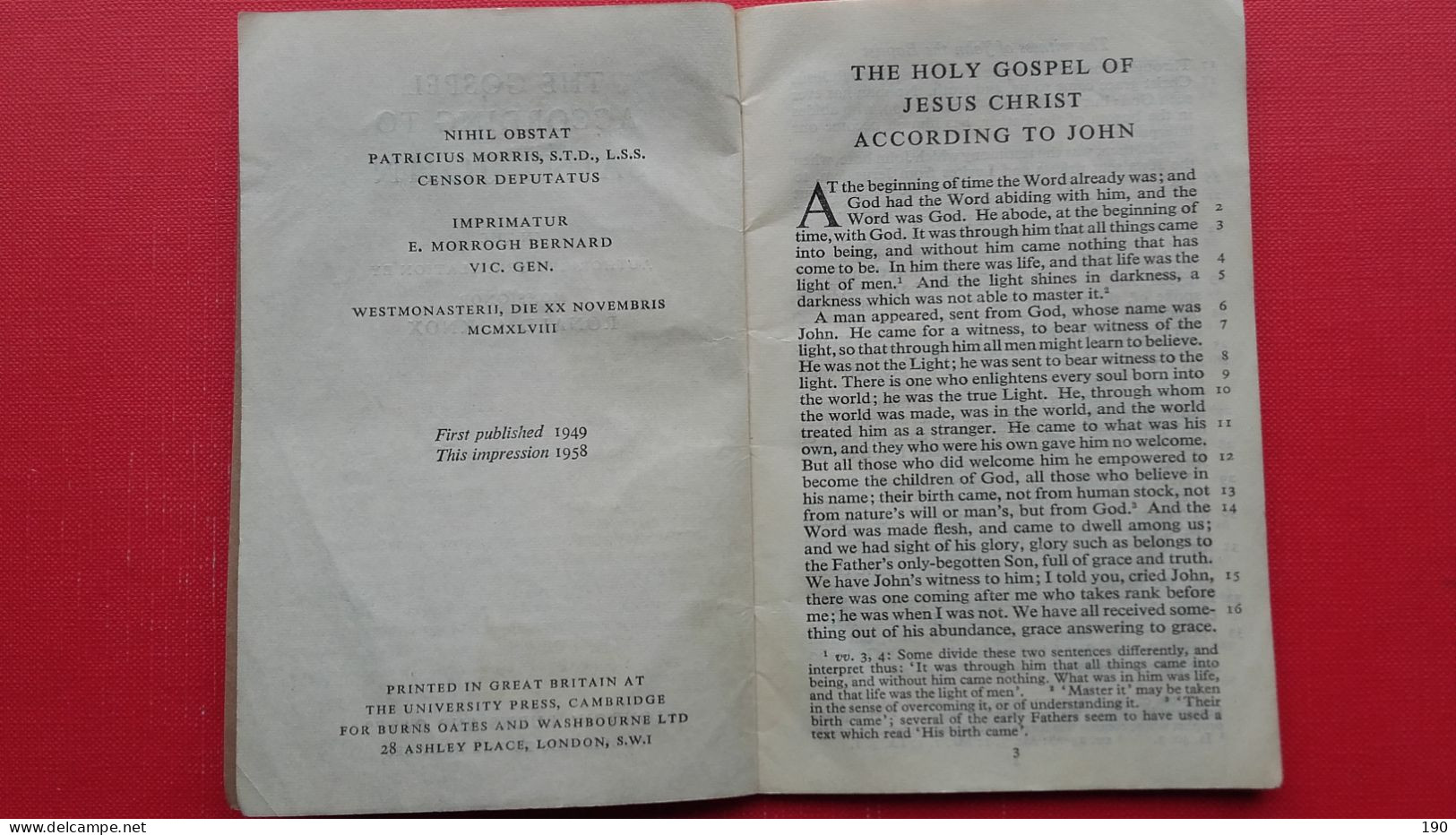 The Gospel According To Saint John.Monsignor Ronald Knox.Burns&Oates(London) - Biblia, Cristianismo