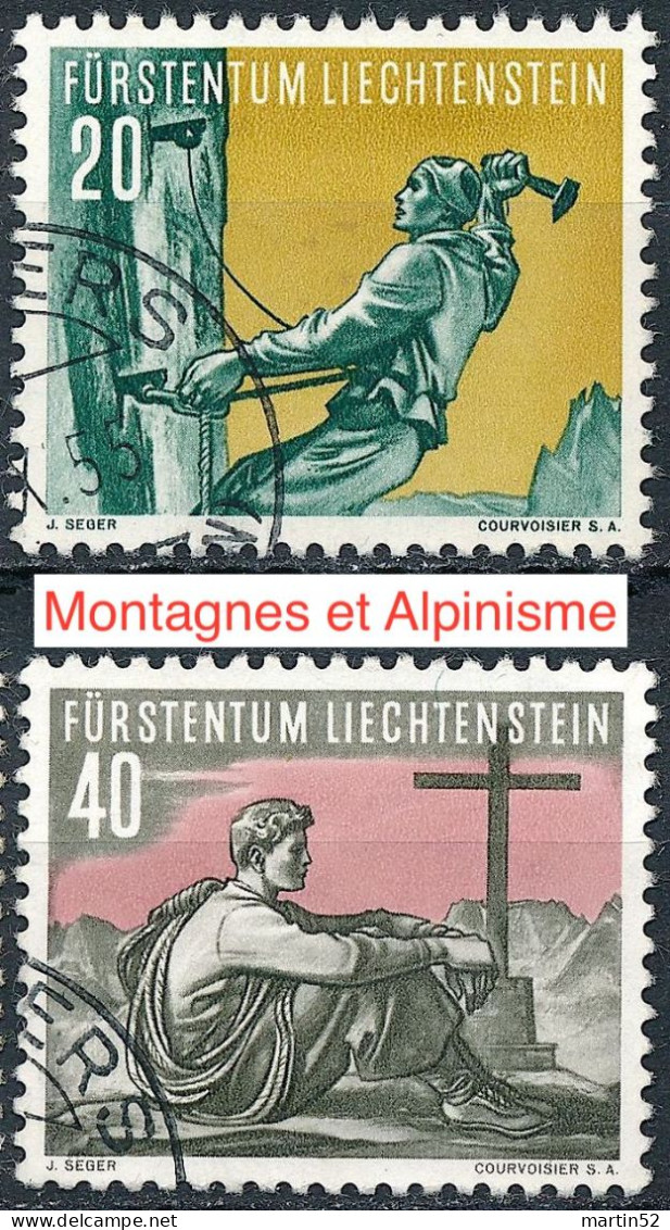 Liechtenstein 1955: Ski: Montagnes & Alpinisme Zu 279+281 Mi.335+337 Yv 297+299 Mit ⊙ BALZERS (Zumstein CHF 12.50) - Escalade