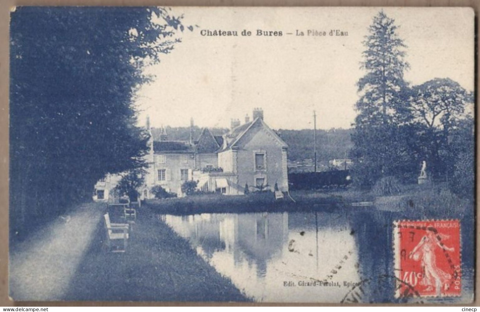 CPA 91 - BURES - Château De Bures - La Pièce D'eau - TB PLAN EDIFICE Et Sa Façade + Village Derrière Jolie Oblitération - Bures Sur Yvette