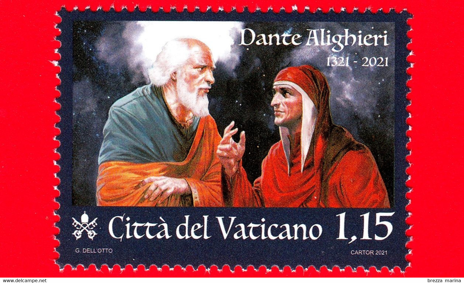 Nuovo - MNH - VATICANO - 2021 - 700 Anni Della Morte Di Dante Alighieri – S. Pietro E Dante Alighieri - 1.15 - Neufs