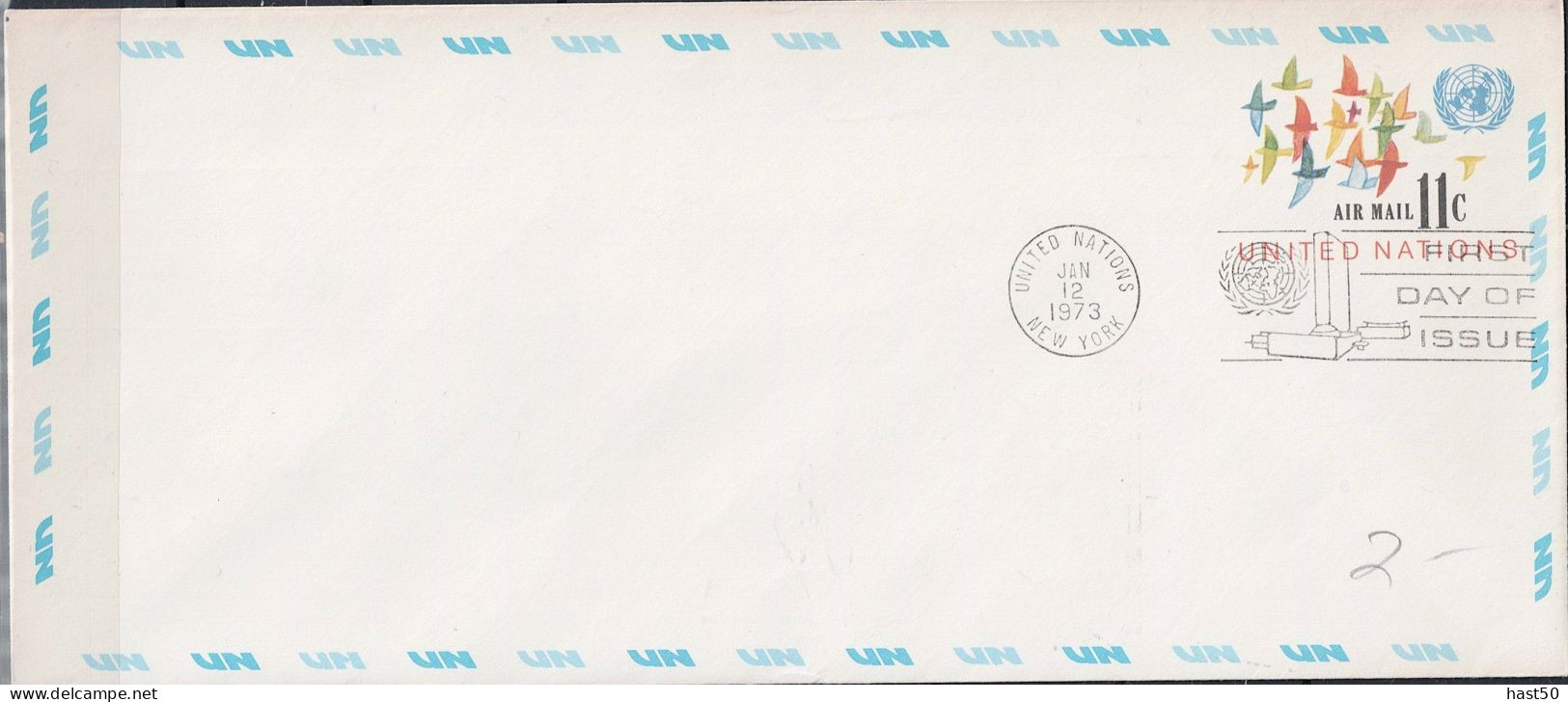 UN New York - Luftpostumschlag (MiNr: LU 4B) 1973 - ESt - Cartas & Documentos