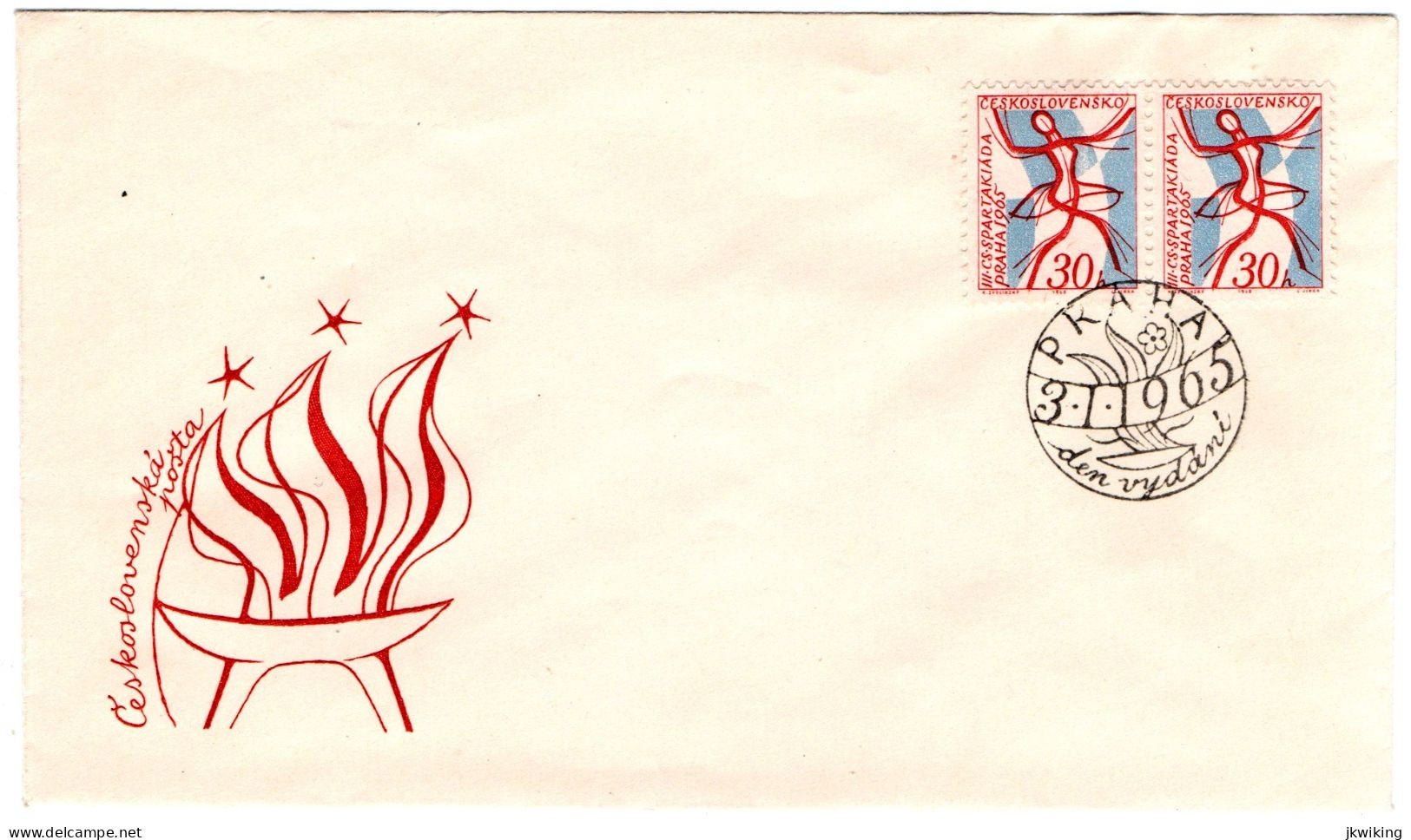 FDC - Sport - Exercise Book Drawing - 1965 Occasional Postmark - Prague - Gezamelijke Uitgaven