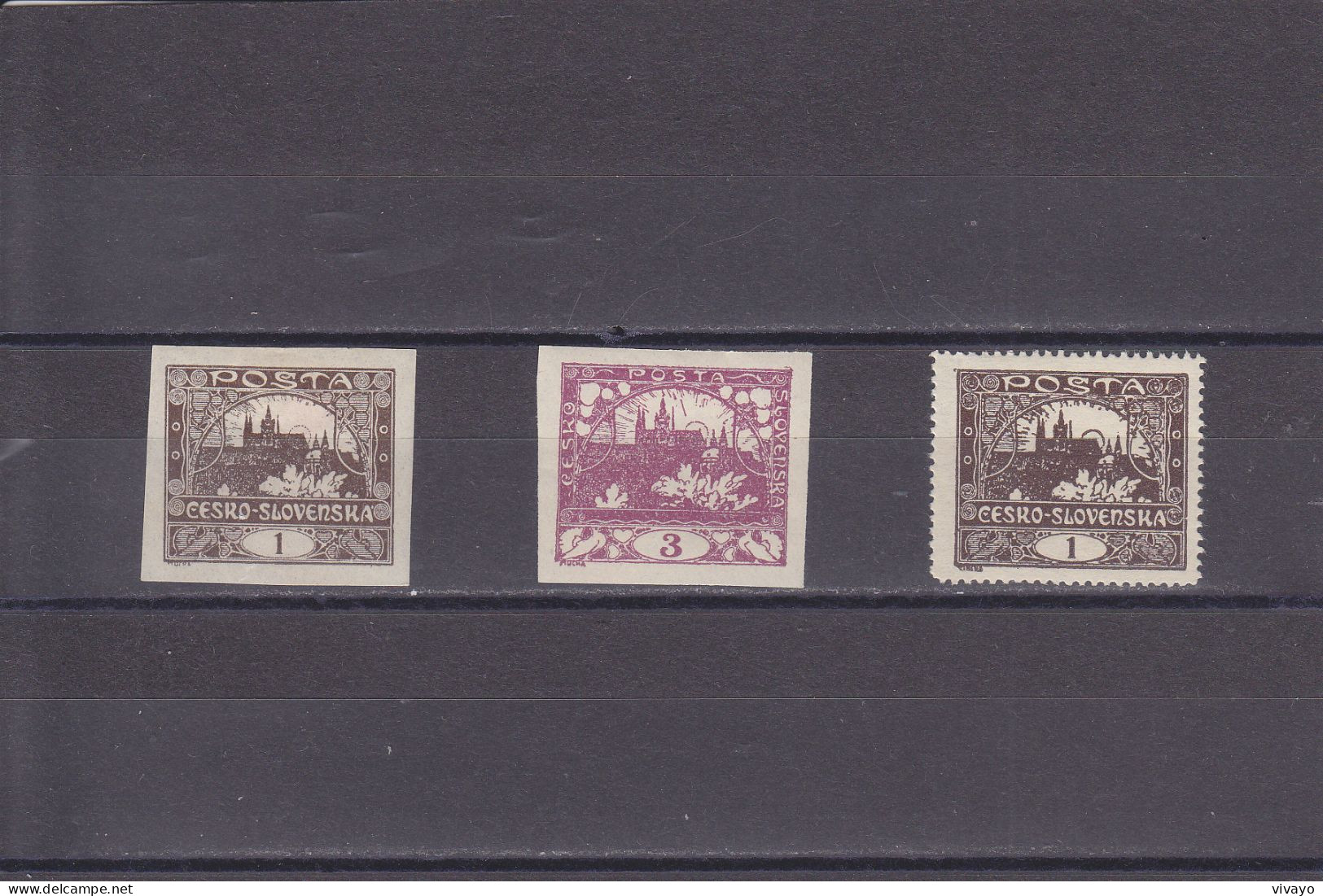 TCHECOSLOVAQUIE - CZECHOSLOVAKIA - CSSR - 1919 - * / MLH - HRADCANY - IMPERF. & PERF.   Mi. 18a, 1, 18C -  Yv.. 1, 2, 27 - Nuevos